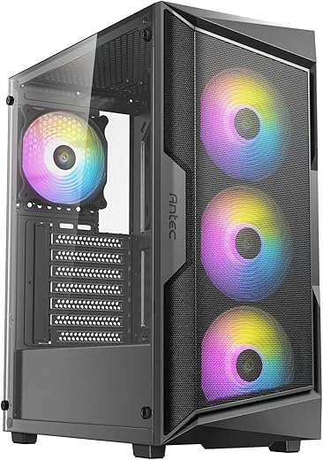 ANTEC AX Series AX61 Elite, High-Airflow Mesh Front Panel, 4 x 120mm ARGB Fans Included, Tempered Glass Side Panels, Up to 8 Fans Simultaneously,…