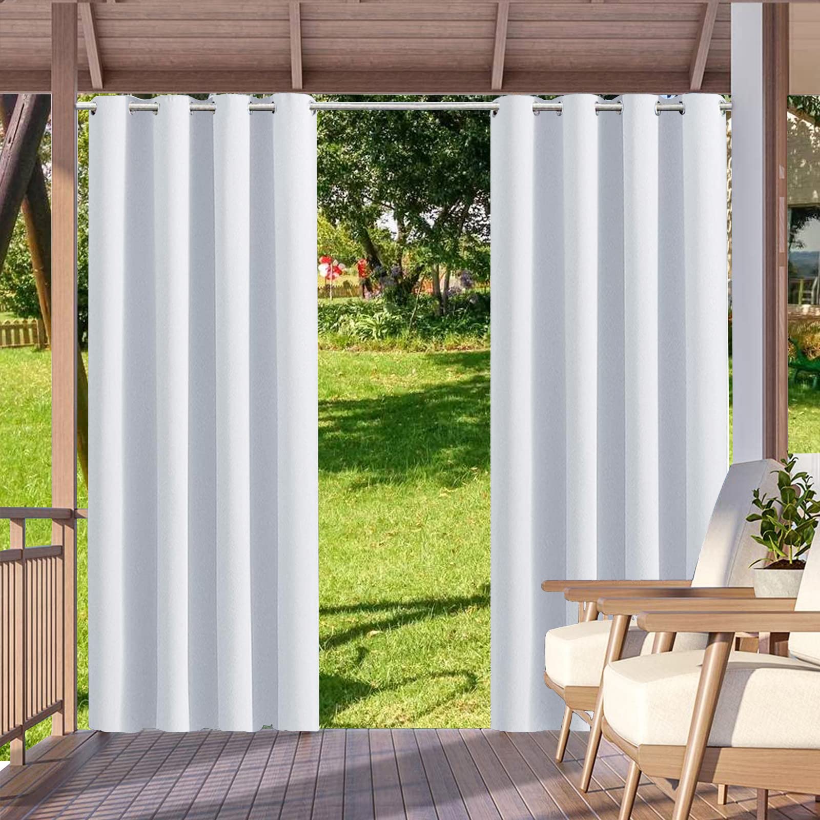 1 Panel Outdoor & Indoor Curtain Sun Bing Privacy Grommet Curtains for rgola Porch Pavilion Gaen Lawn Corridor Wind Resistant Sun Room Decor 52 x 84 Inch-image-17