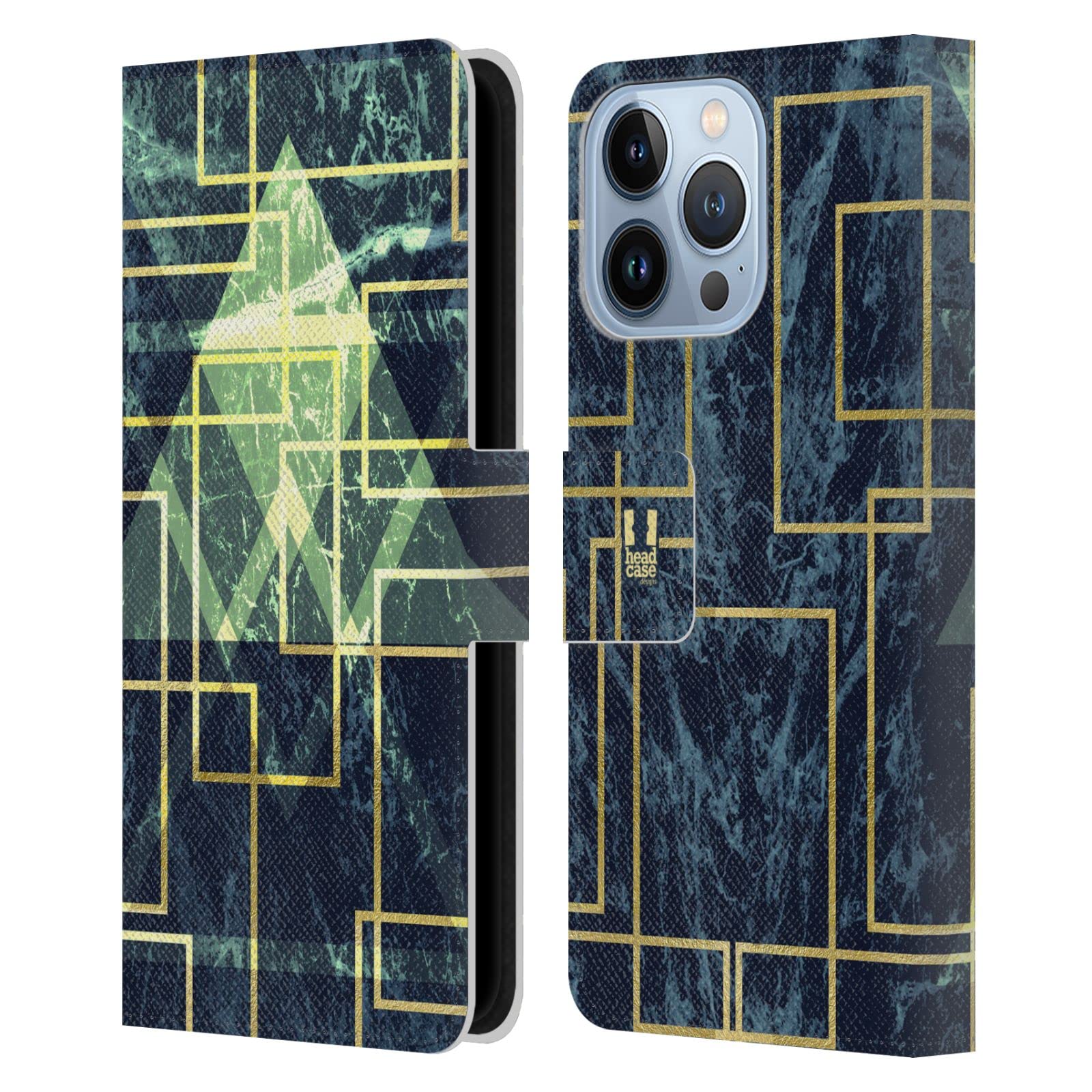 Carcasa de cuero tipo libro para iPhone 13 Pro diseño de mármol geométrico 7