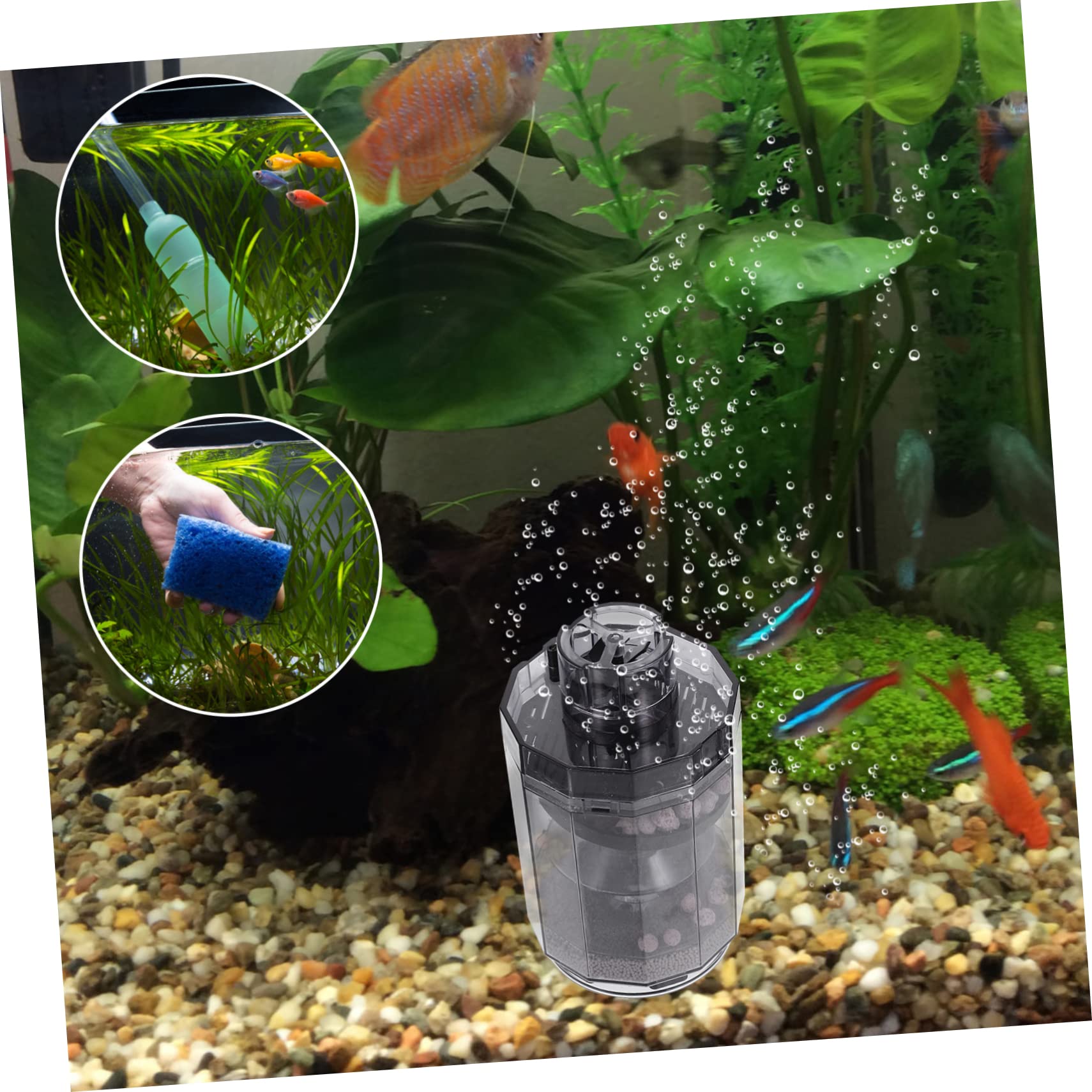 Gadpiparty 5pièces Aspirateur pour Aquarium Outil De Nettoyage Et Oxygénation Automatique pour Réservoir De Poissons Siphon pour Changement Eau Et Élimination Déchets