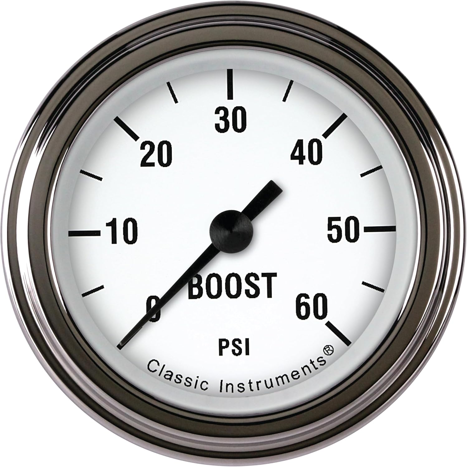 Classic Instruments WH143SLF White Hot 2-1/8" Boost Gauge, 60 psi