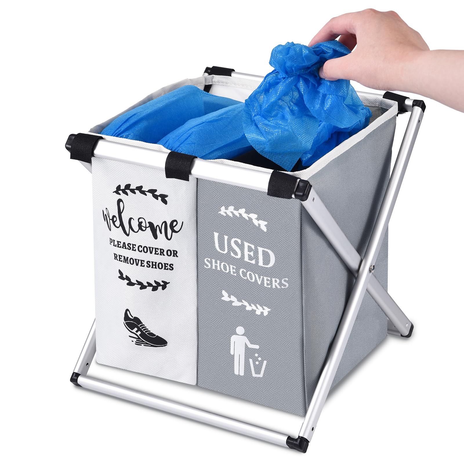 CHICERA Shoe Cover Dispenser Foldable Shoe Covers Box Realtor Supplies,Holder with Used Shoe Covers and Please Remove Your Shoes Sign for Open House