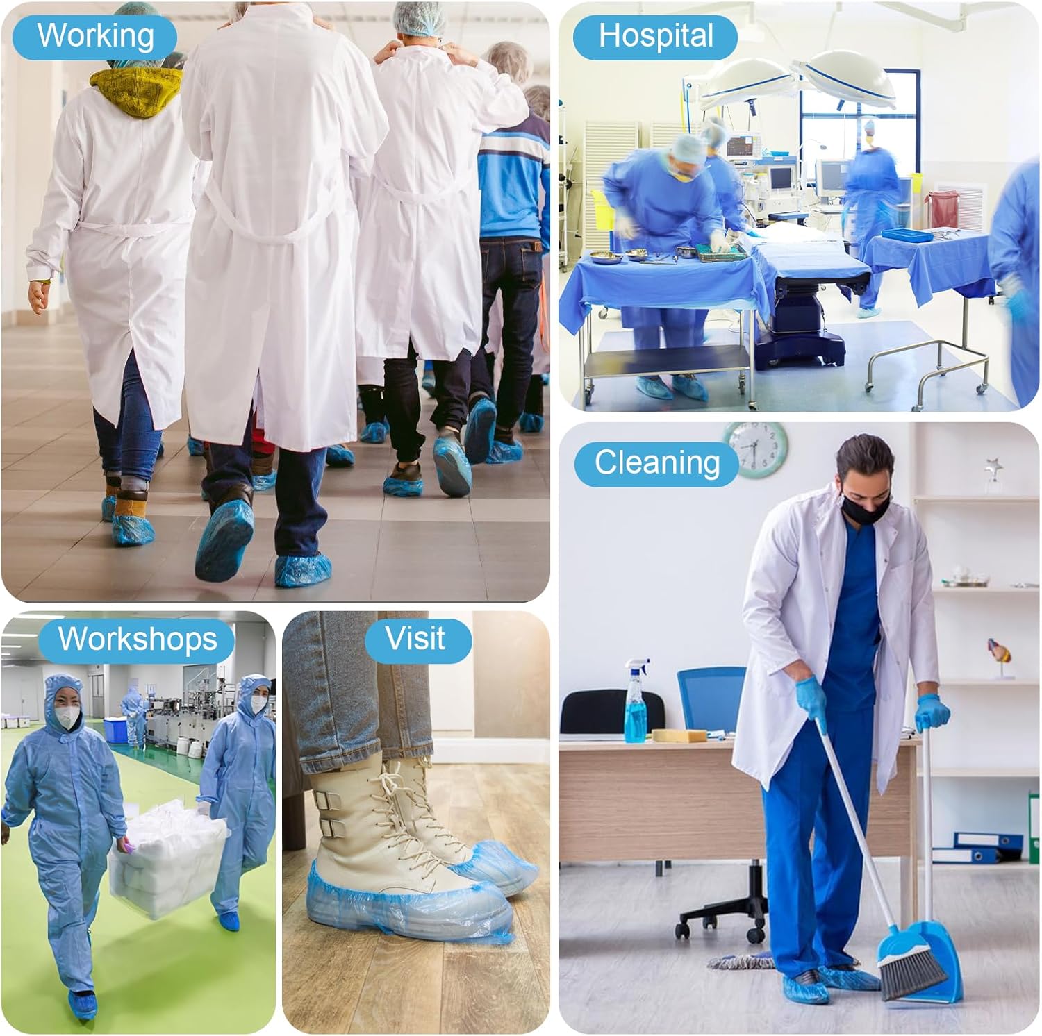 1000 pieces (500 pairs) shoe covers disposable, non-slip, waterproof, disposable shoe covers for indoor and outdoor use, real estate, construction, tourism, flooring, rainy days, workplace