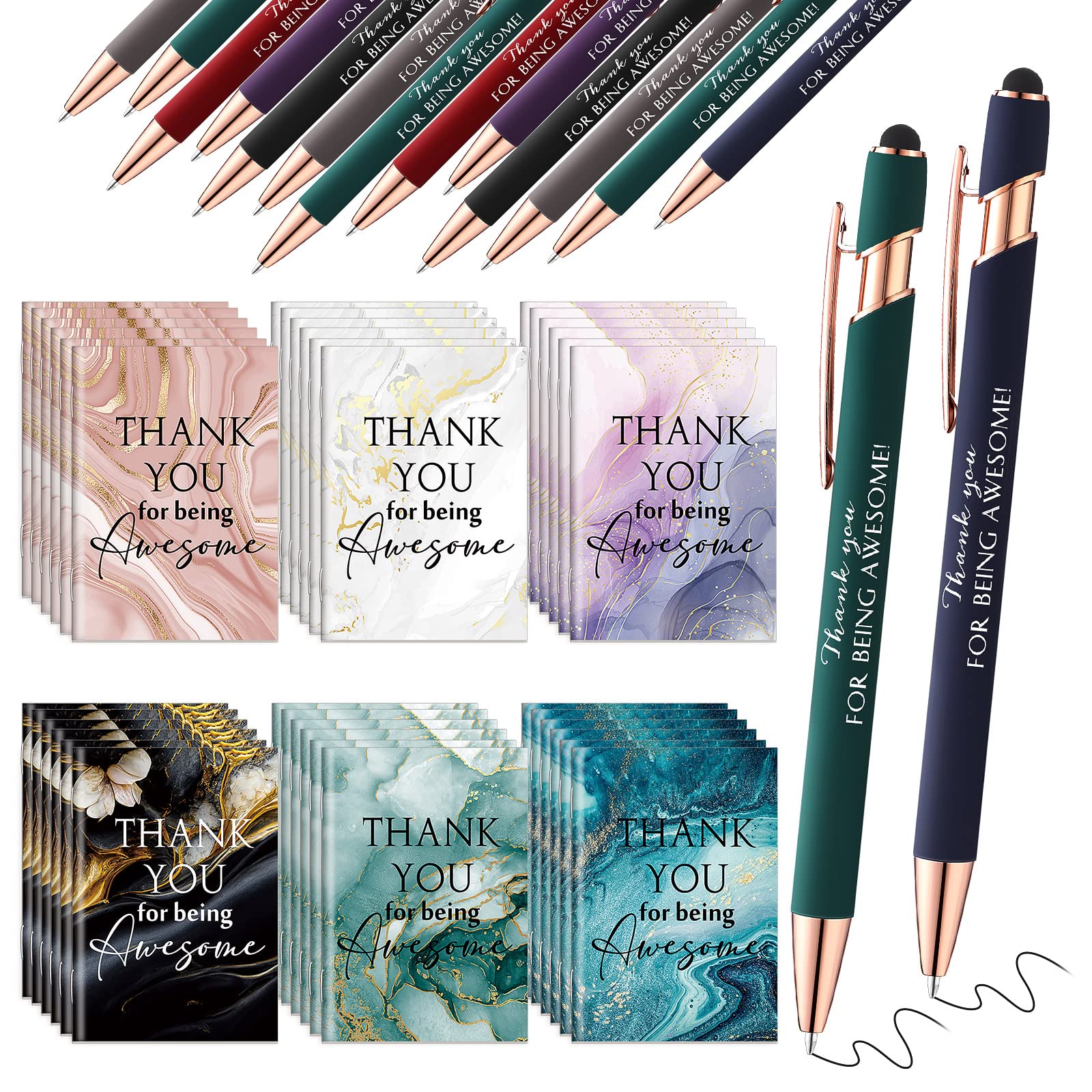 Kosiz 240 Pcs Employee Appreciation Gift Bulk Inspirational Journal Notebooks and Pen Set Motivational Notebooks Thank You Pens Administrative