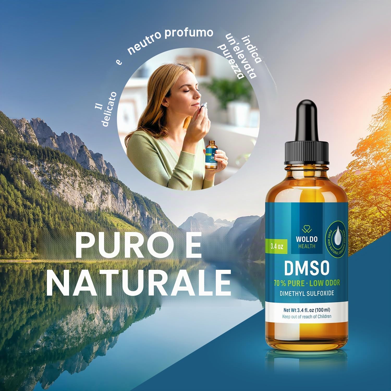 DMSO 70% con acqua demineralizzata 30% - Dimetilsolfossido qualità farmaceutica 100 ml con pipetta e tappo contagocce