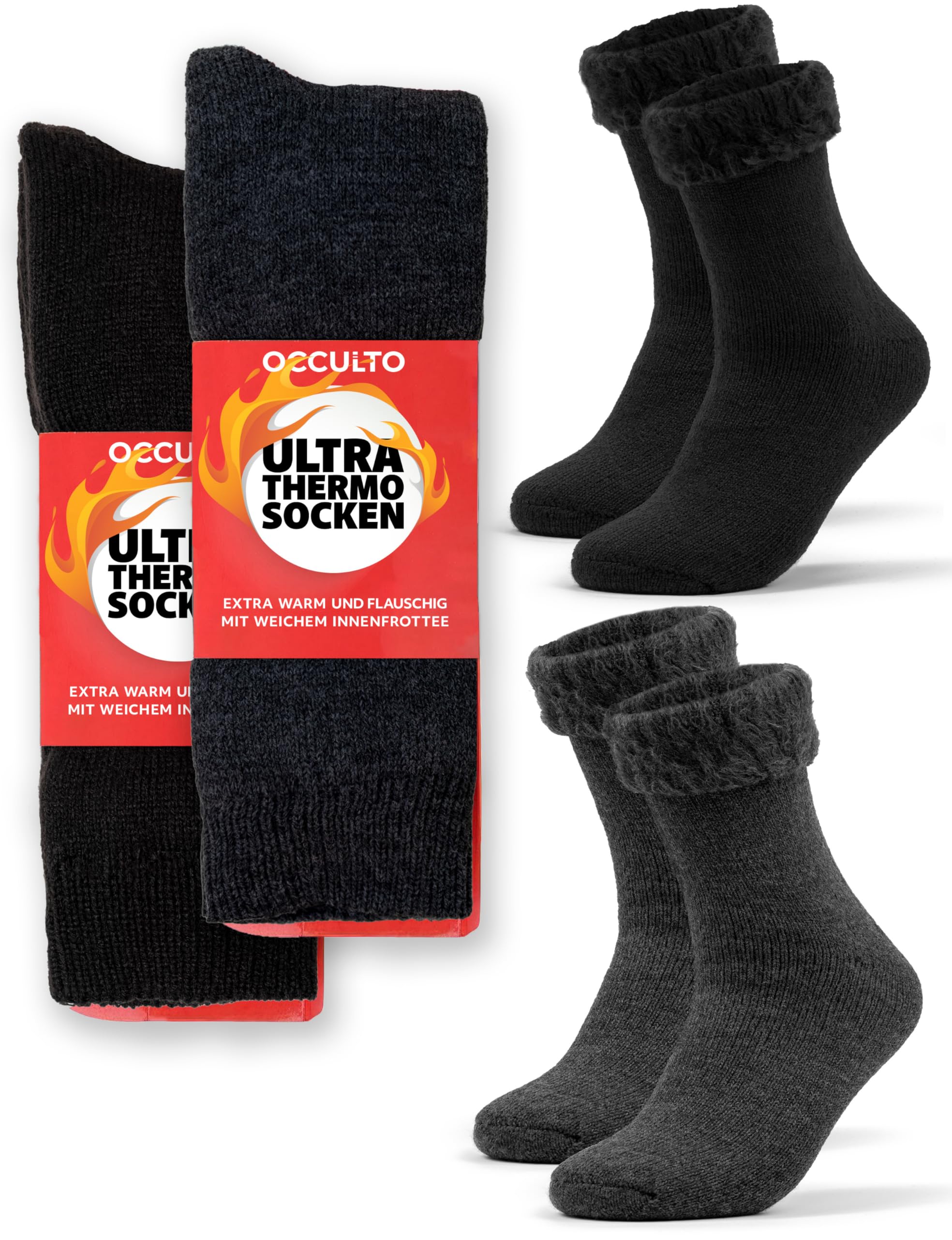Occulto Damen & Herren Ultra Thermosocken 2er Pack (Modell: Yuki)