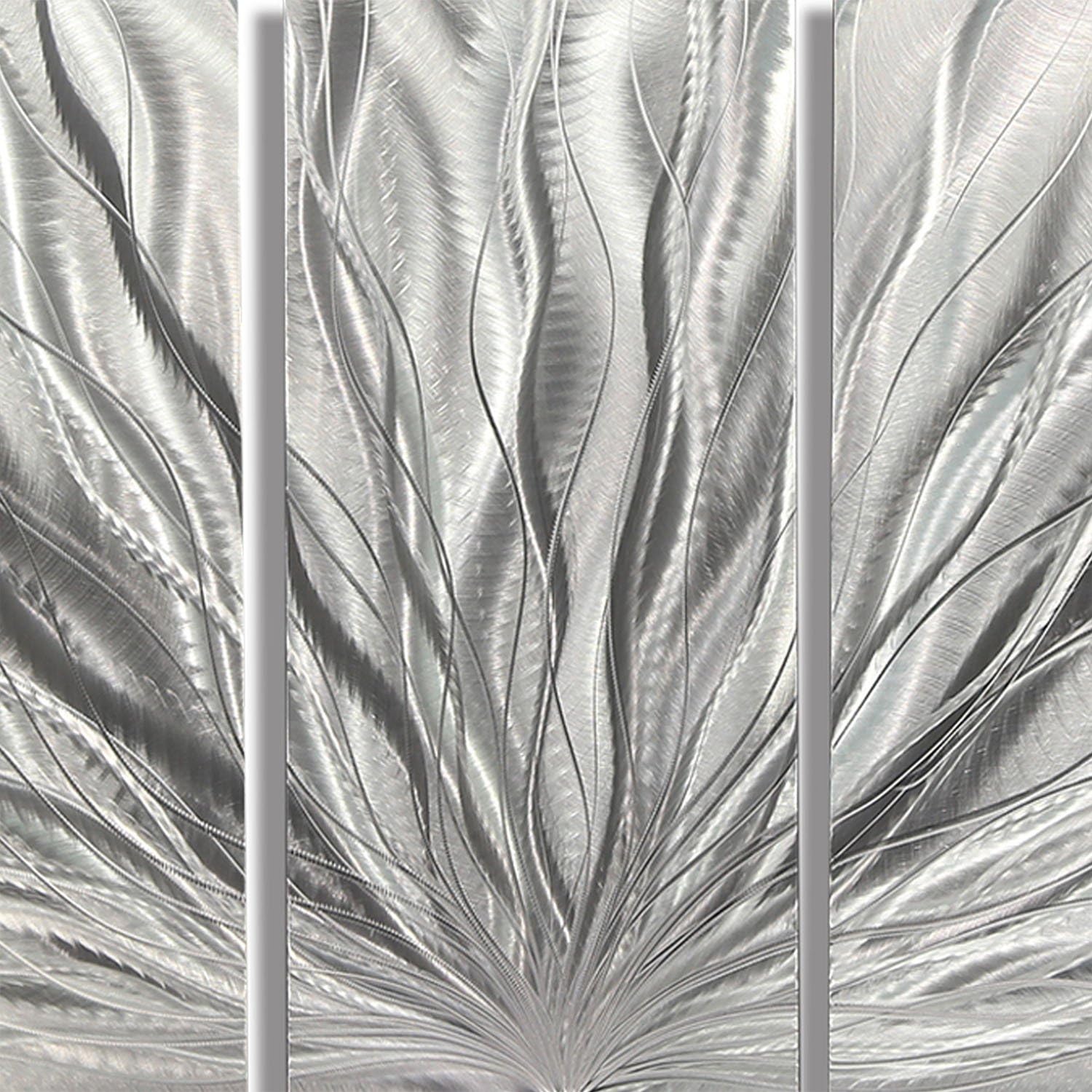 Statements2000 Contemporary Metal Art Large Aluminum Wall Art, Modern Abstract Metal Wall Art, Indoor Outdoor Artwork For Walls - Silver Plumage By Jon Allen : Home & Kitchen