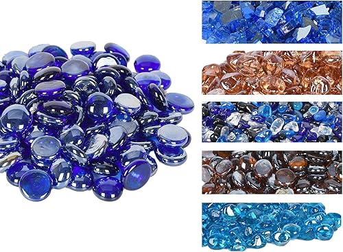 Miniatura 3 de GasSaf Cuentas de vidrio de fuego azul para hoguera al aire libre, chimenea y mesa de hoguera, vidrio de 34 pulgadas (10 libras) (azul cobalto azul)