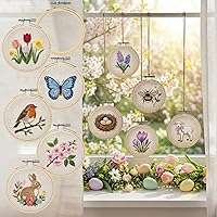 Vista 2 de BigOtters 12 aros de bordado de 3 pulgadas, anillo de aro ajustable de punto de cruz, círculo de bambú, al por mayor para adornos para el hogar