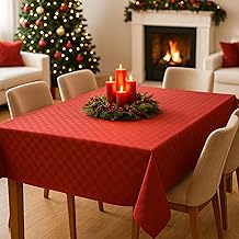 o-day Rectangular Christmas Tablecloth in Cotton or Polyester – Elegant Christmas Tablecloths for 6 12 18 Seater Stain Resistant – Made in Italy (Elegant Red, 12 Seater – 140 x 240 cm)