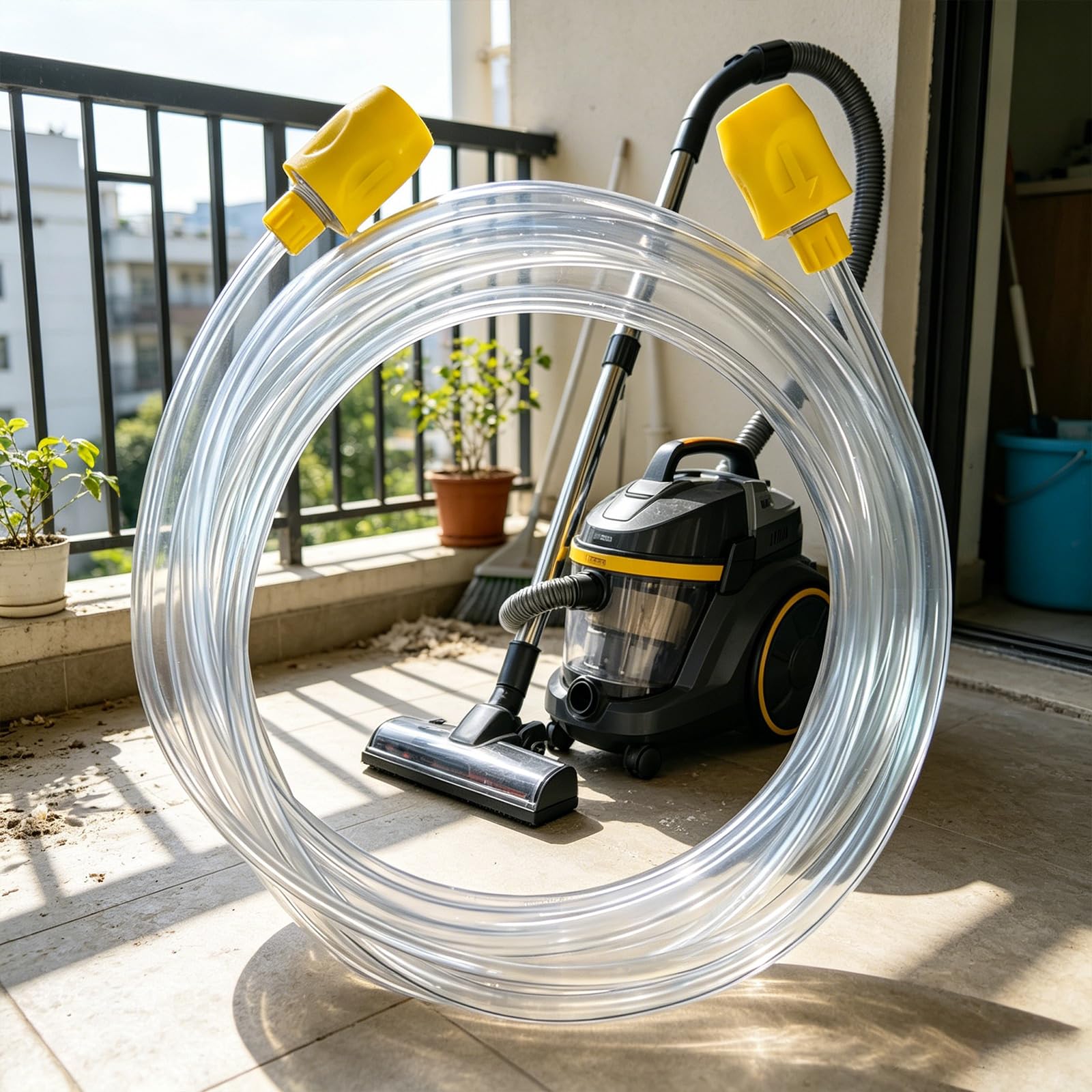 Manguera de succión de PVC transparente con amarillo, Puzzi spr 2,5 m
