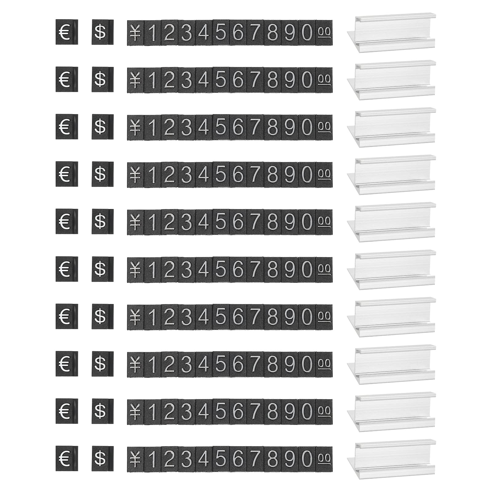 PATIKIL Price Cube Display Price Blocks Adjustable Removable Number Price Stand Silver Tone Counter Price Display for Retail White on Black Hundred Digit