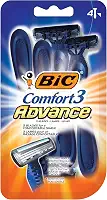 BIC Comfort 3 Advance Lâminas descartáveis para homens para um barbear ultra-calmante e confortável, pacotes de 4 lâminas descartáveis com 3 lâminas