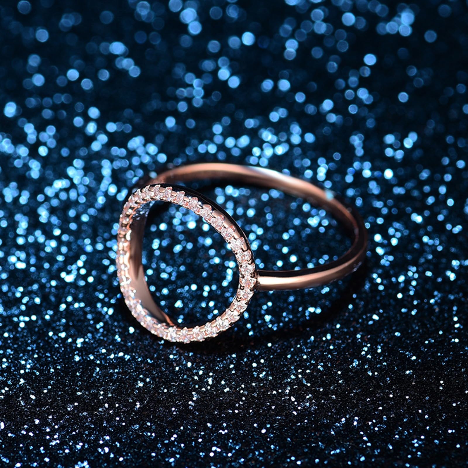 Anillos de compromiso para mujer, moissanita, anillo circular hueco de oro rosa de 9 quilates, 14 quilates y 18 quilates con incrustaciones de moissanita