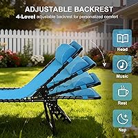 Vista 4 de Outsunny Tumbona plegable, silla de bronceado para patio, tumbona para exteriores con respaldo reclinable de 4 posiciones, asiento de malla Azul