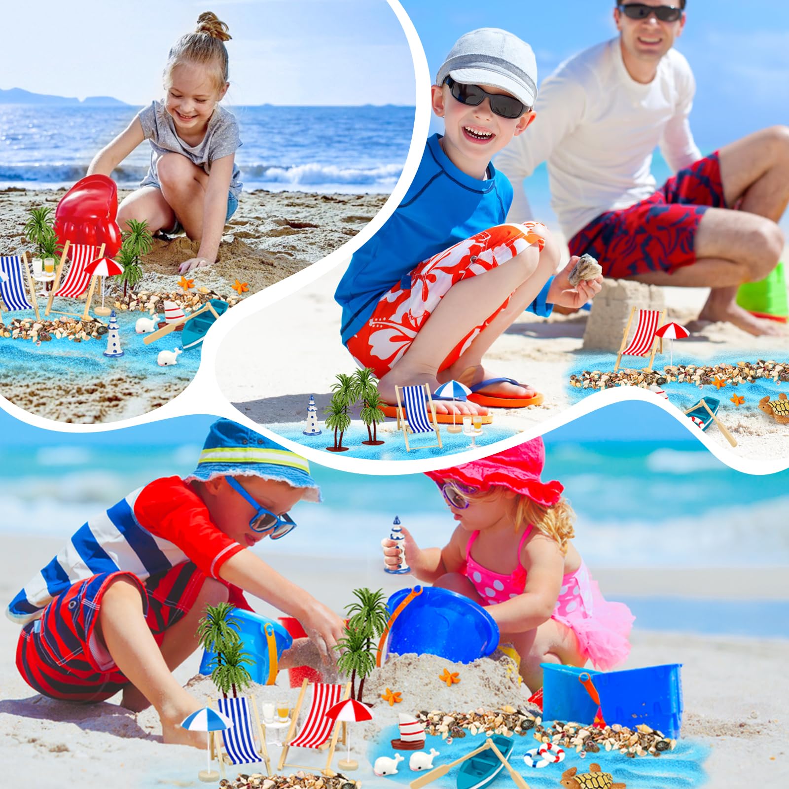 Huanmin Strand-Mikrolandschaft – 27-teiliges Deko-Set Mit Mini-Strandkorb, Liegestuhl, Palme & Mehr Für DIY & Garten