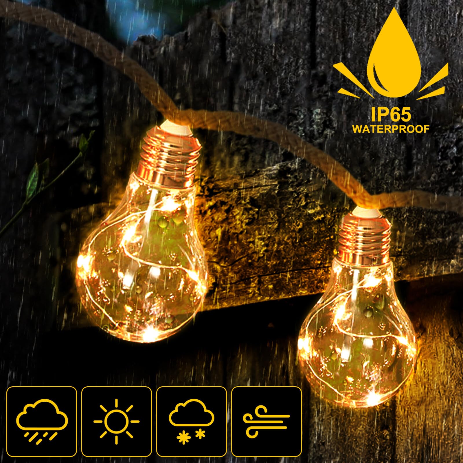 Luci Solari Per Esterni 10 LED - Catena 3,5m Con 8 Modalità, Impermeabile IP65 - Foto 2