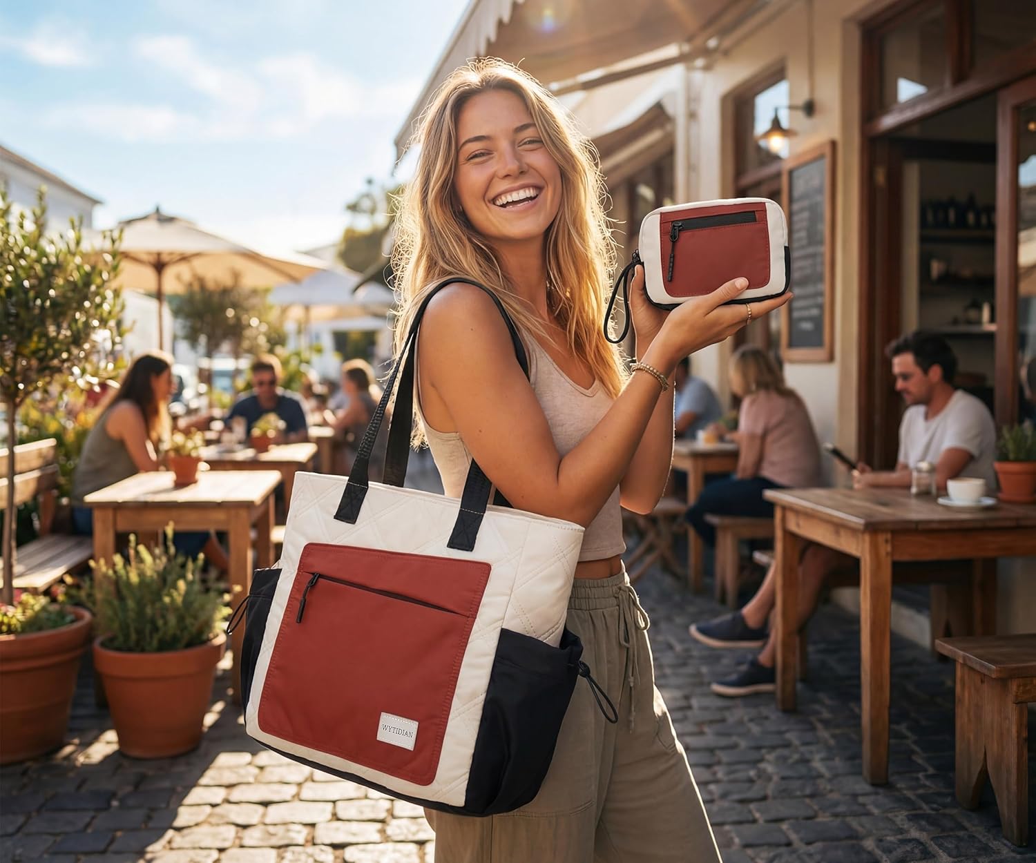 2PCS Women Tote Bag, Puffer Lightweight Shoulder Bags, Quilted Nurse Totes with Zipper for Work, Traveling, College - Image 2