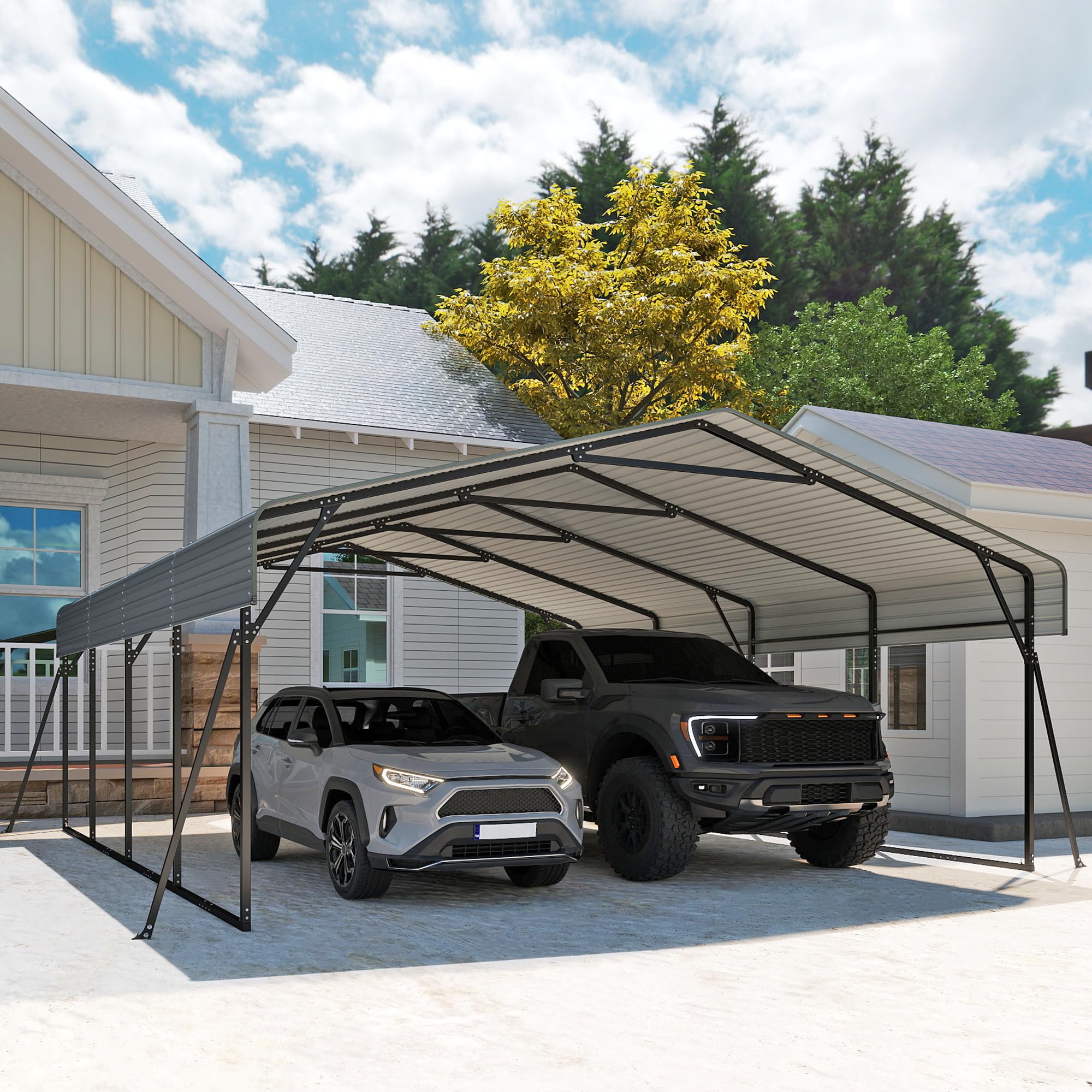 カーポート Amazon.com: Real Relax 20x20ft Heavy Duty Metal Carport with