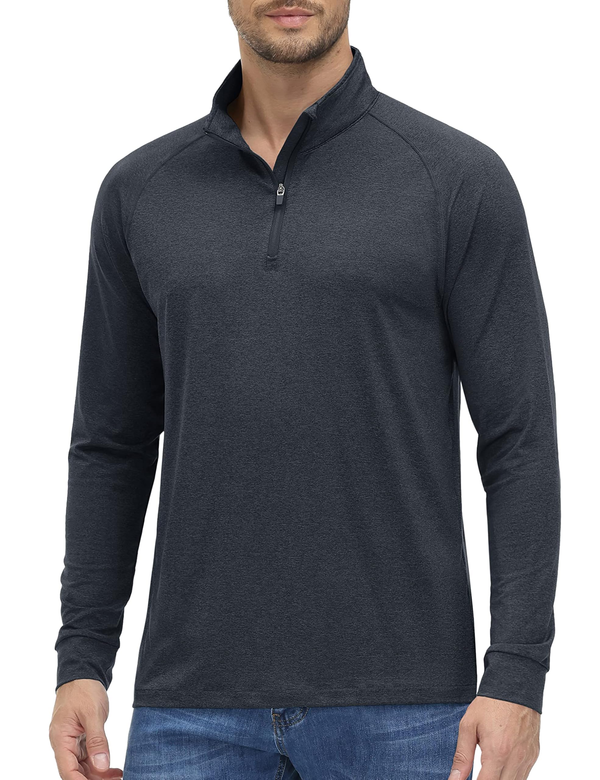 MAGCOMSEN Men's 1/4 Zip Pullover UPF 50+ Long Sleeve Sun Protection Sports Shirts Lightweight Athletic Workout Shirt