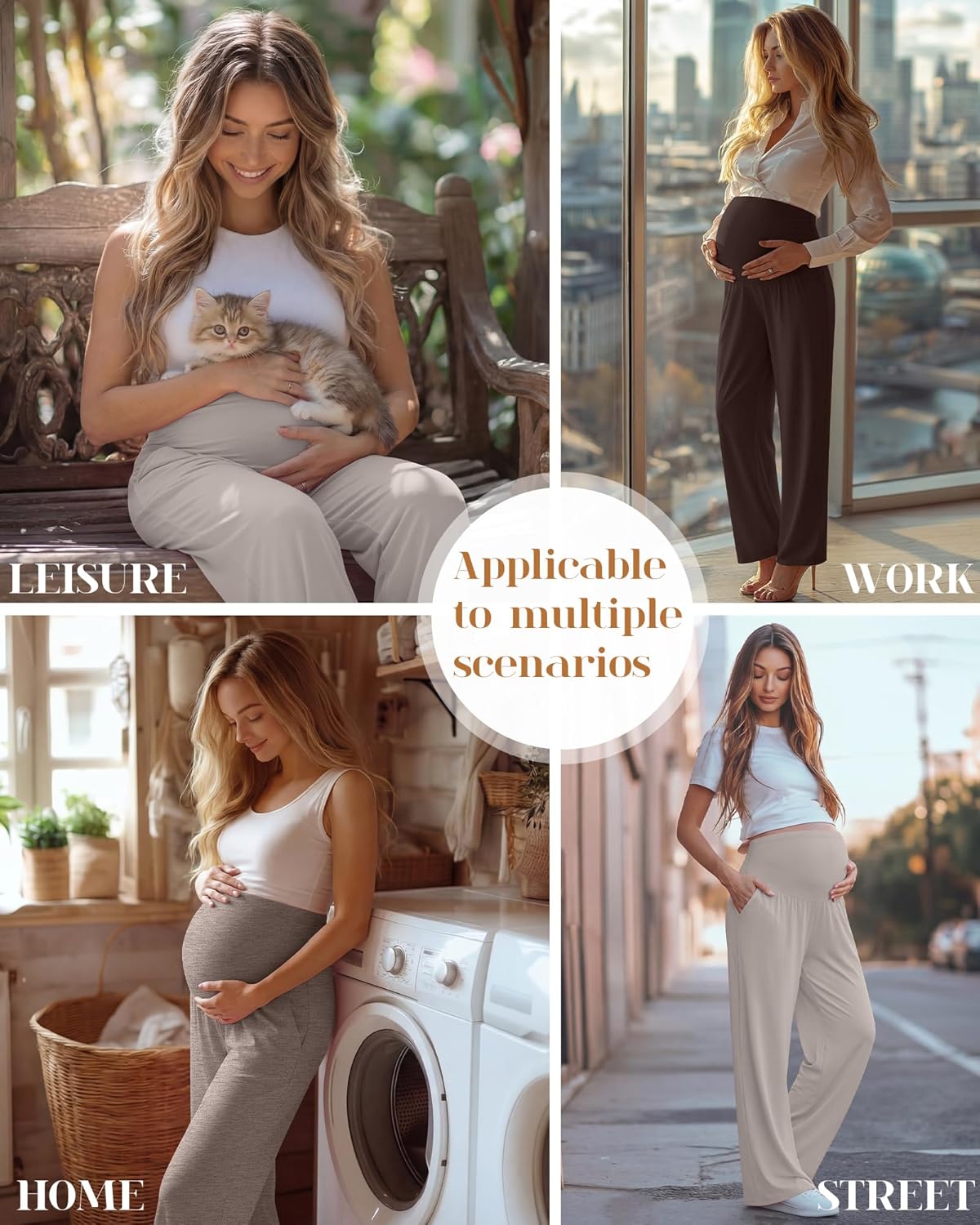 3 Pack Women's Maternity Pants Loose Wide Leg Pregnancy Sweatpants Over The Belly Lounge Pants Pajama with Pockets
