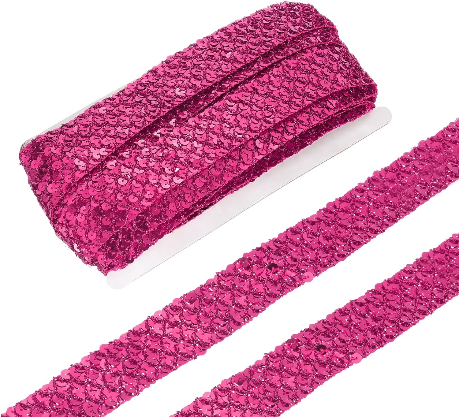 MECCANIXITY 14 Yard Sequins Beaded Lace Trim 2 Row 0.6 Inch Sequin Braid Trim Strip Paillette Sequins Ribbon Trim for Crafts, Embellishments, DIY Sewing Costume Black