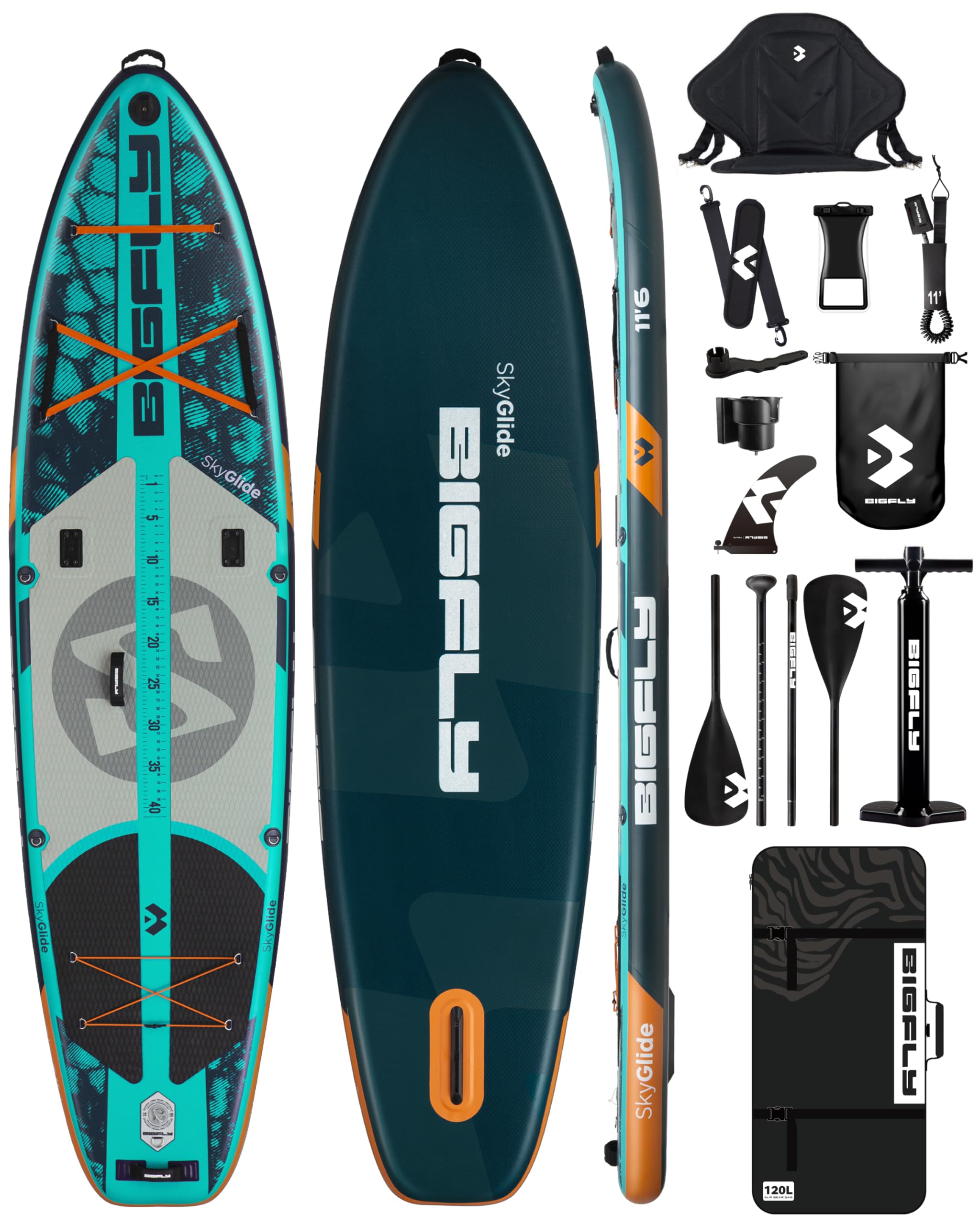 11'6×35" Super Wide Inflatable Stand Up Paddle Board, Ultra Stable Wide SUP for 2+1 People/Family/Big Size, 100L Backpack, All-Round Sup Board, US Big Fin