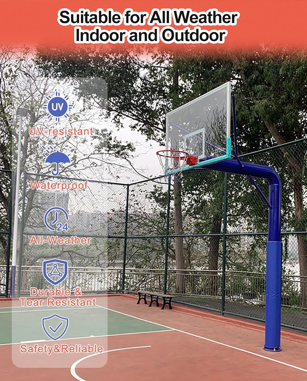 YXXSDP Basketball Pole Pad Heavy Duty Safety Pole Pads for Player Protection, Waterproof & Durable Protective Pads for Outdoor Court/Playground(Orange)