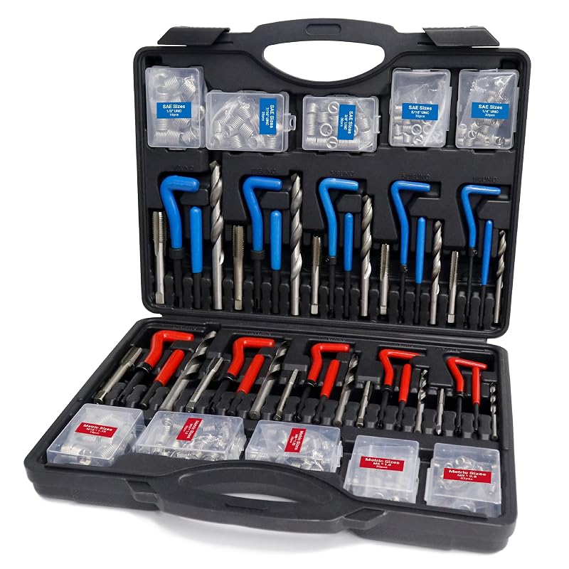 Kit de Reparo de Roscas CENFORGE 320 Peças SAE e Métrico com Insertos de Aço Inoxidável 304