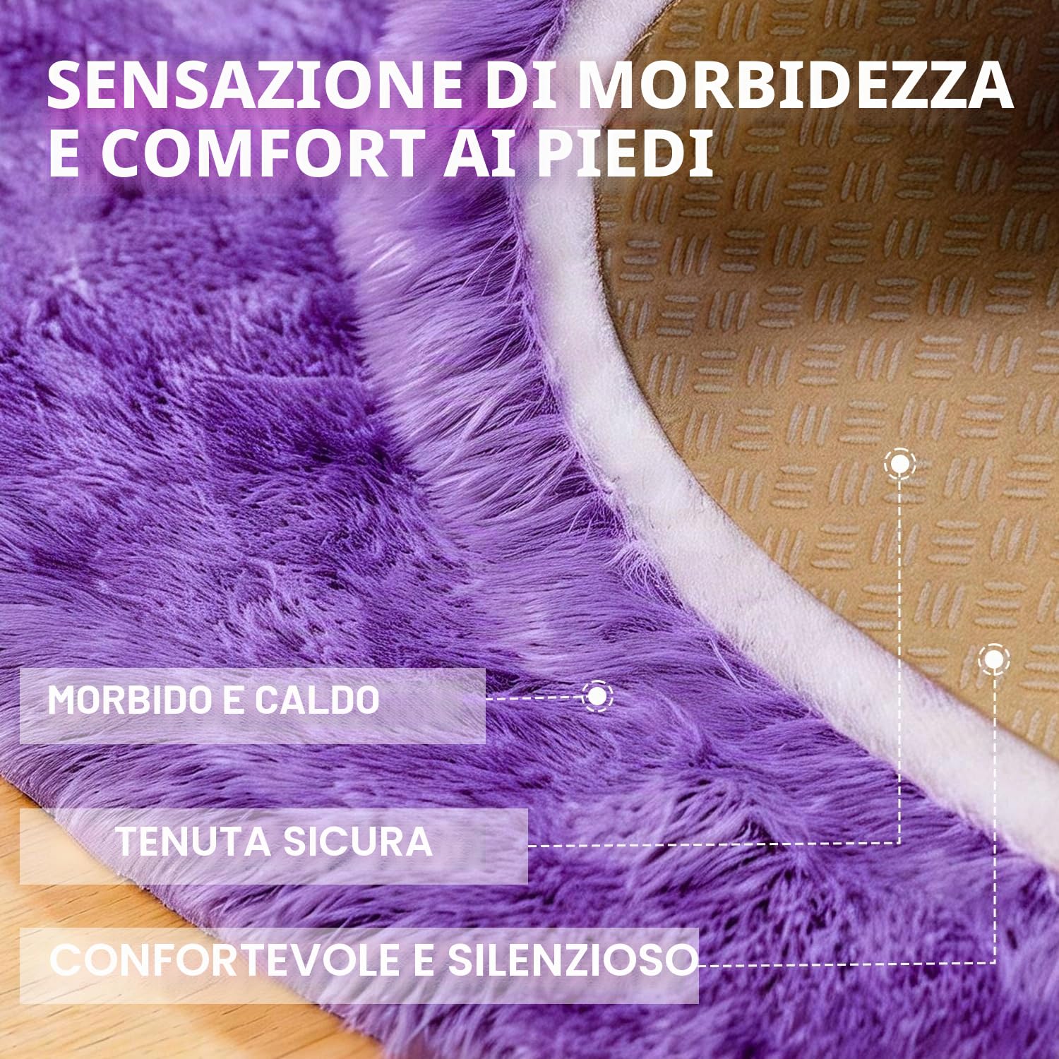 Tappeto Peloso Soggiorno Tappeti per Grandi Dimensioni Salotto Moderno cameretta Bimba tappeti,Tappeto morbido e Antiscivolo soffice per la camera da letto(Viola,80 x 150 cm)