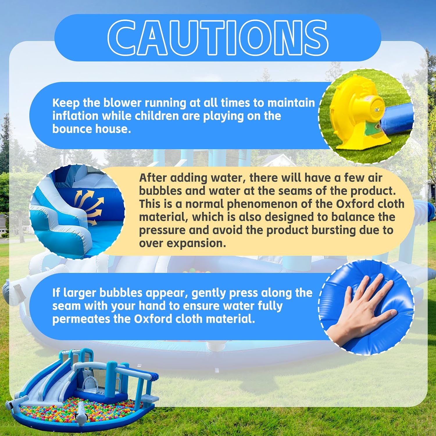 Inflatable Bounce House Water Slide Park, Bouncy Castle with Blower for Indoor & Outdoor, Jumping Castle with Double Slide, Climbing Wall, Basketball
