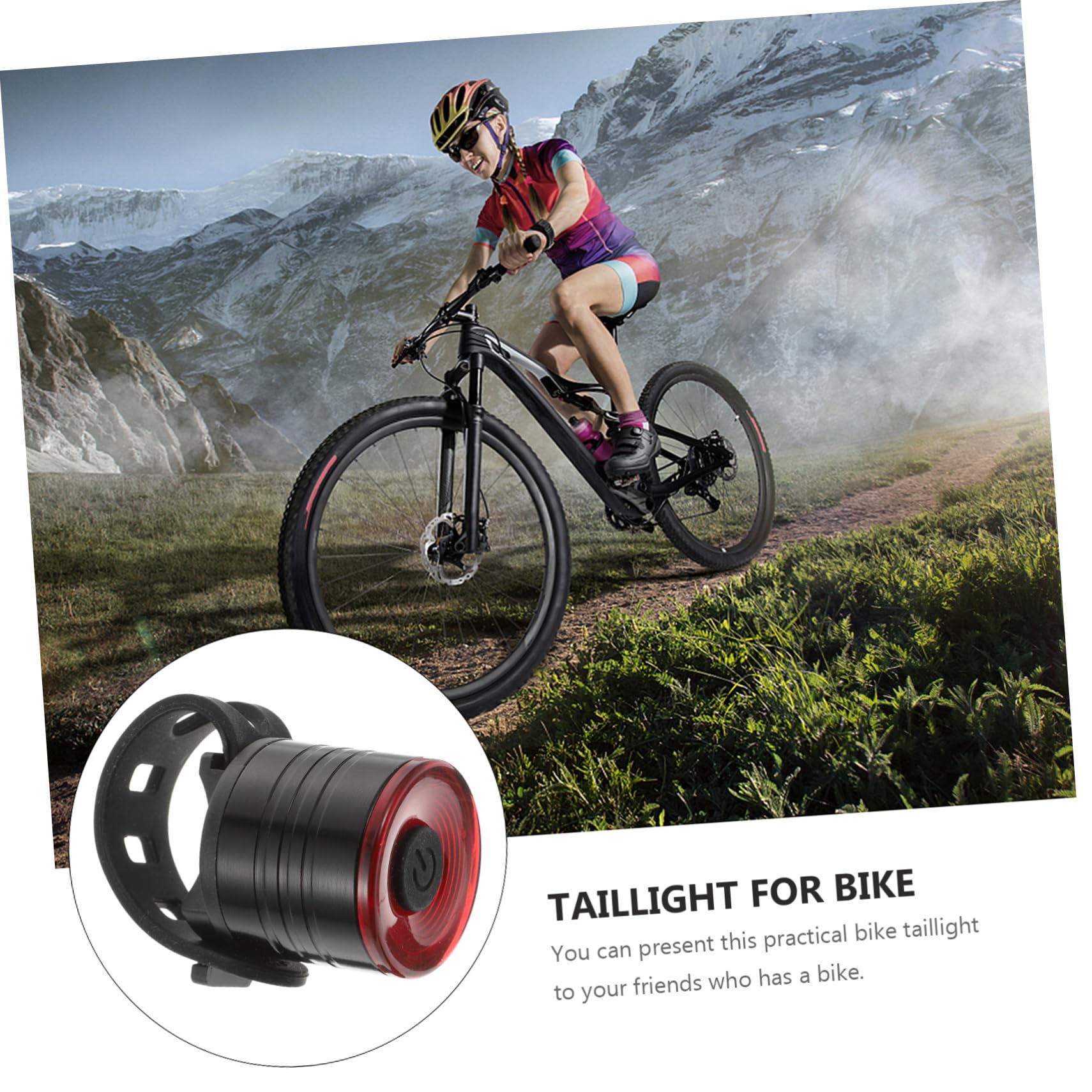 Abaodam 1pc LED Rear Bike Taillight Durable Mountain Bicycle Warning Light for Night Riding Lightweight and Portable Safety Accessory for Cyclists