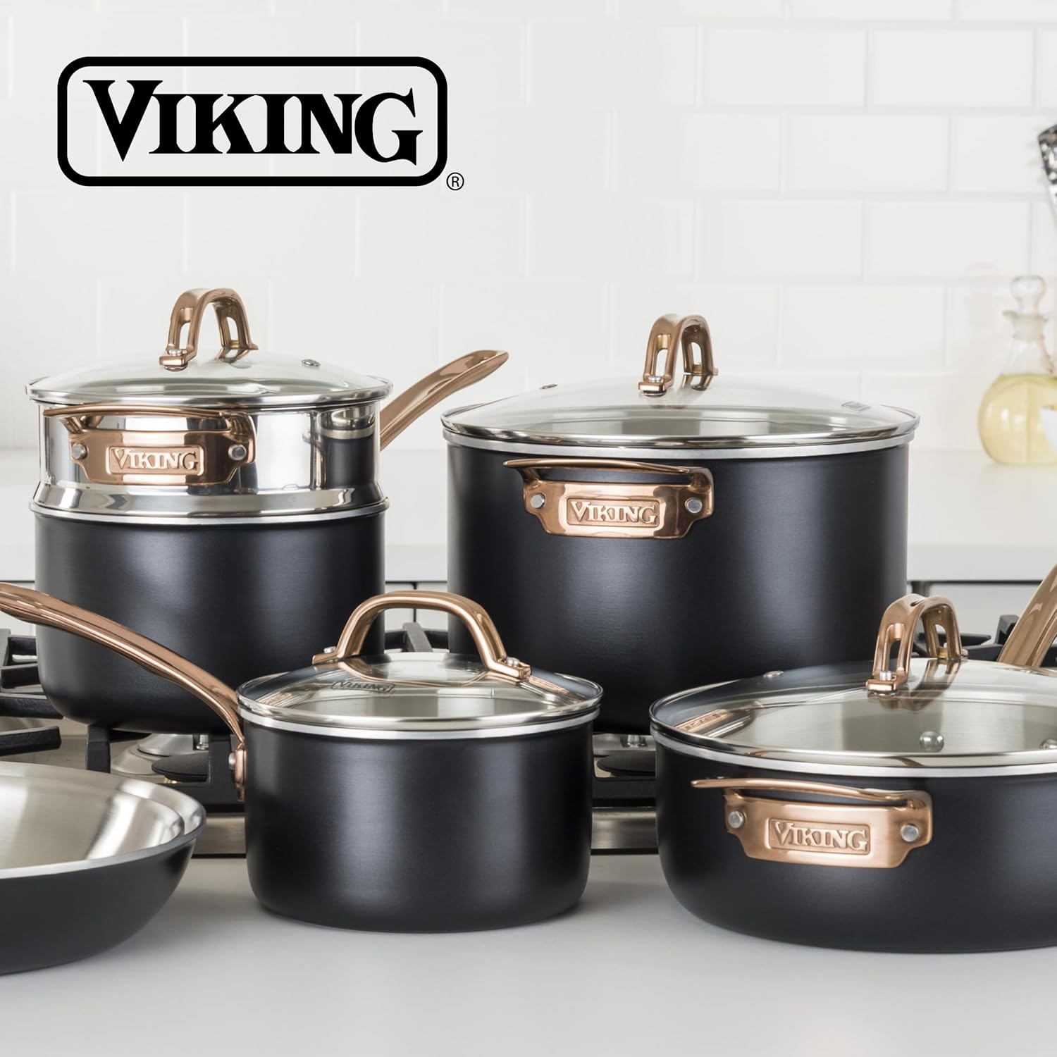 Viking 3 Ply Stainless 11-Piece Cookware Set | Black & Copper