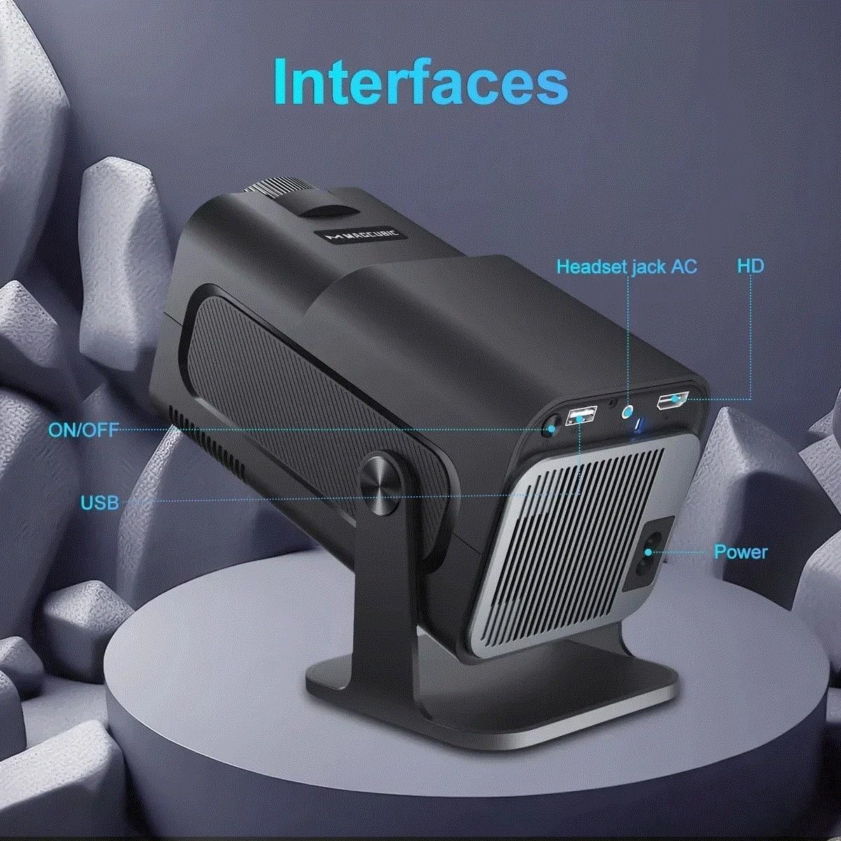Proiettore cinematografico portatile Android 11 4K 1080P 390ANSI Dual WiFi 6 BT5.0 1920 x 1080P Proiettori intelligenti Rotazione di 180 gradi 18000 lumen
