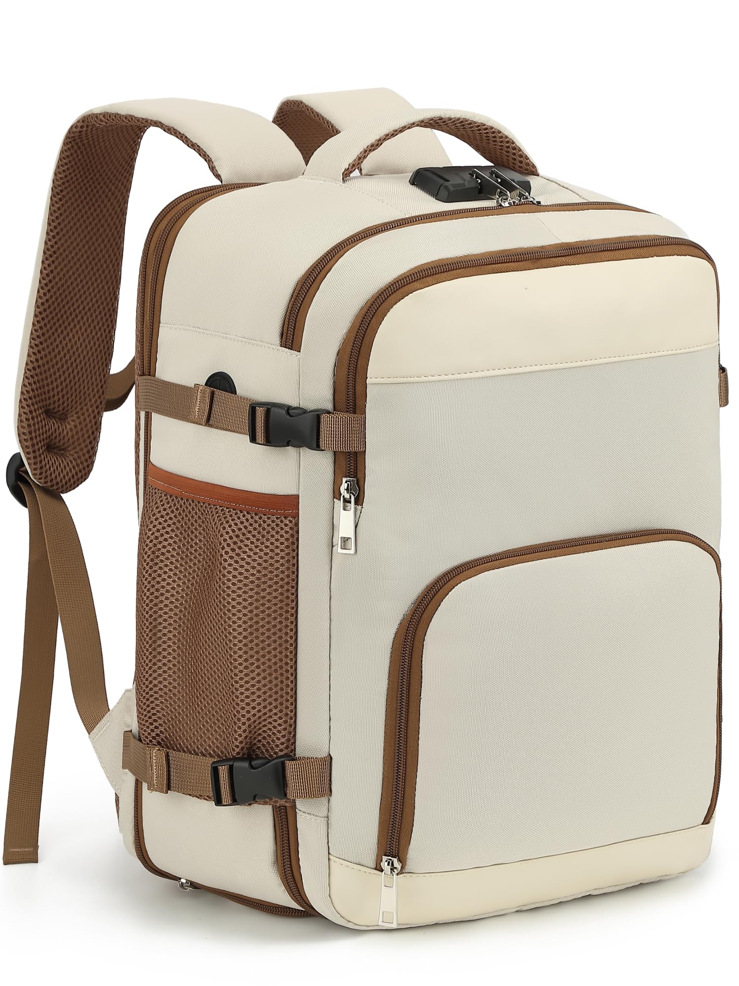 Ryanair - Equipaje de mano extensible (40 x 30 x 20, 40 x 30 x 25, 24 L hasta 30 L), beige, 40x30x20cm(24L-30L), Clásico | Eurowings EasyJet - Mochila de viaje para avión con cerradura de combinación para portátiles de 14 pulgadas, color negro
