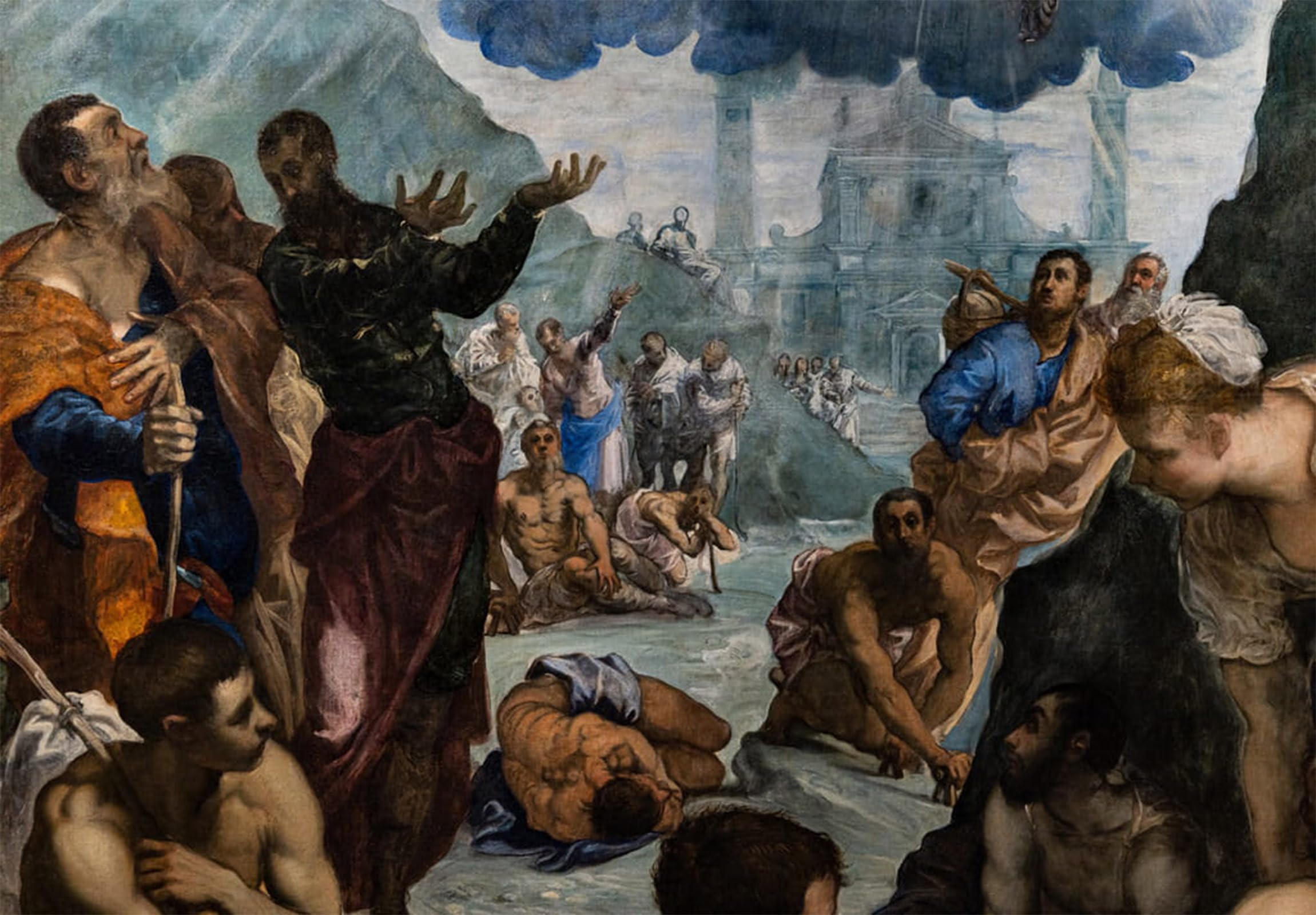 SERENDIPITP Vintage Picture Print on Canvas Wall Art Poster St Augustine Heals the Lame Detail by Jacopo Robusti Tintoretto Artwork Print Poster for Wall Decor 60x90cm