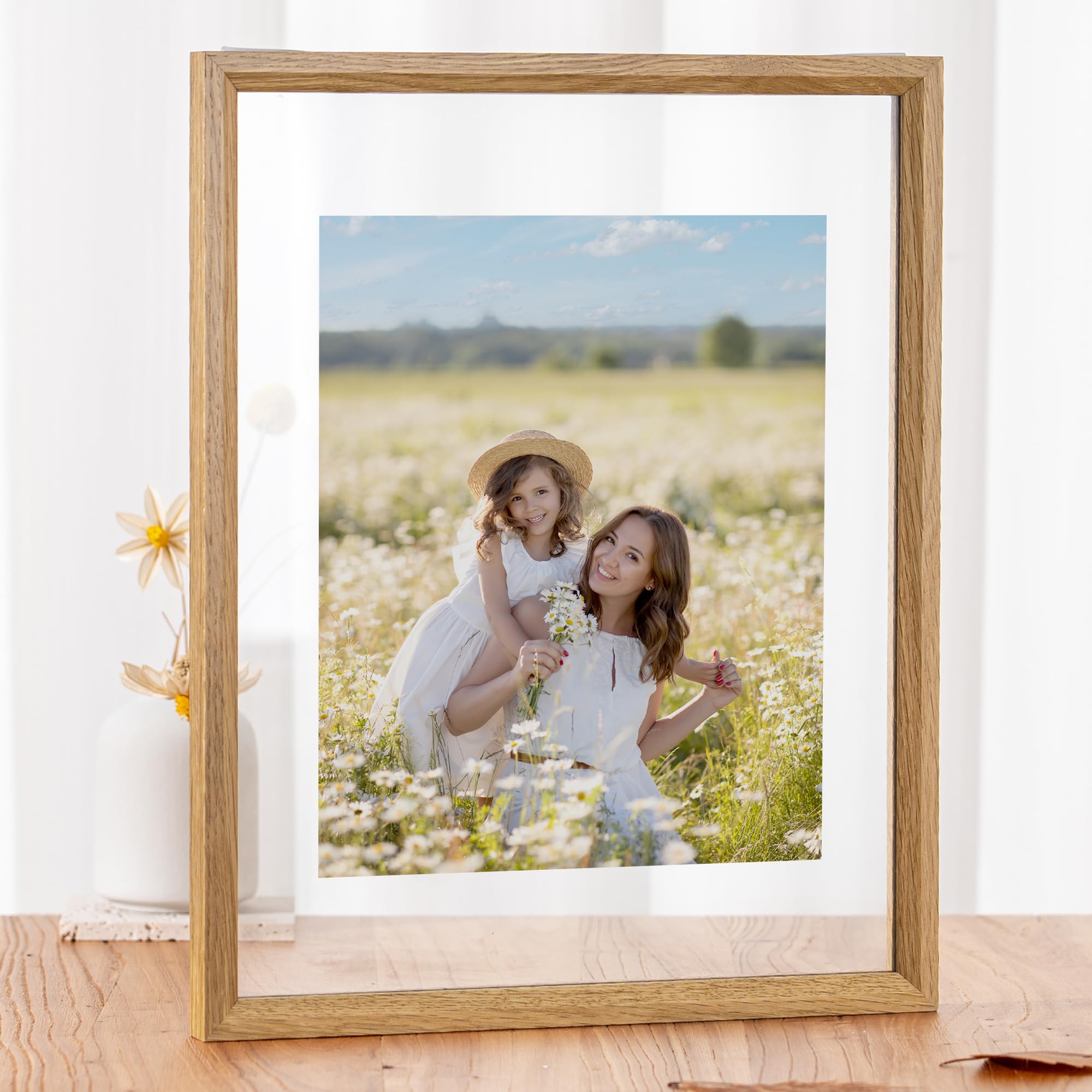 Amazon.com - Axeman 11x14 Floating Picture Frame - Solid Oak Wood