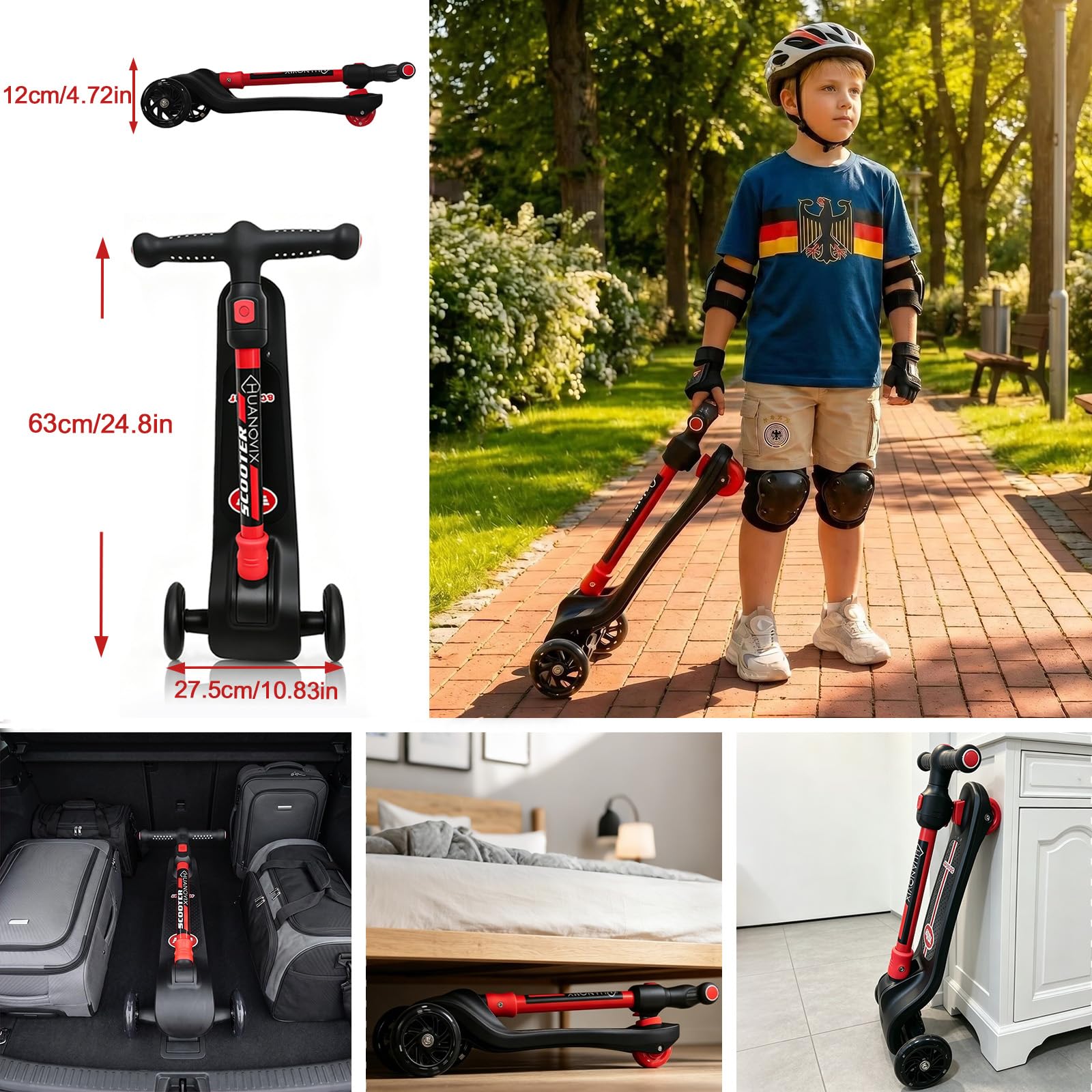 Monopattino bambini 3 anni, scooter bambini con altezza regolabile, scooter 3 ruote