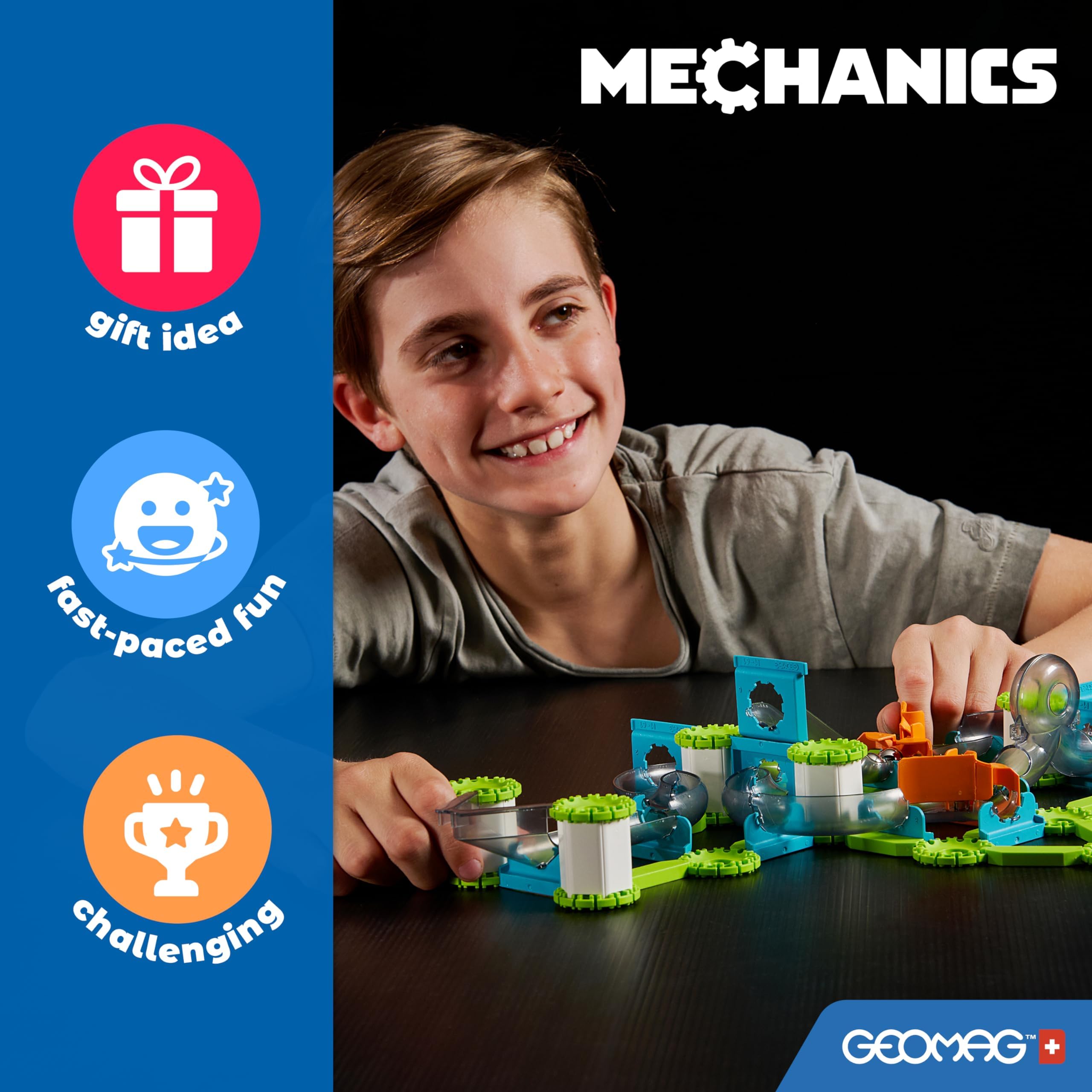 Geomag - Mechanics Challenge Goal - Educational and Creative Game for Children - Magnetic Building Blocks with Metal Spheres, Recycled Plastic - Set of 96 Pieces