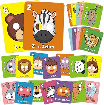 Aizweb Alphabet Flash Cards,Giant Animal Flash Cards for Toddlers 1-3,Alphabet Learning Toys Lowercase Uppercase Letter Learning Game ABC for Kids Ages 3-5 Classroom Preschool Kindergarten