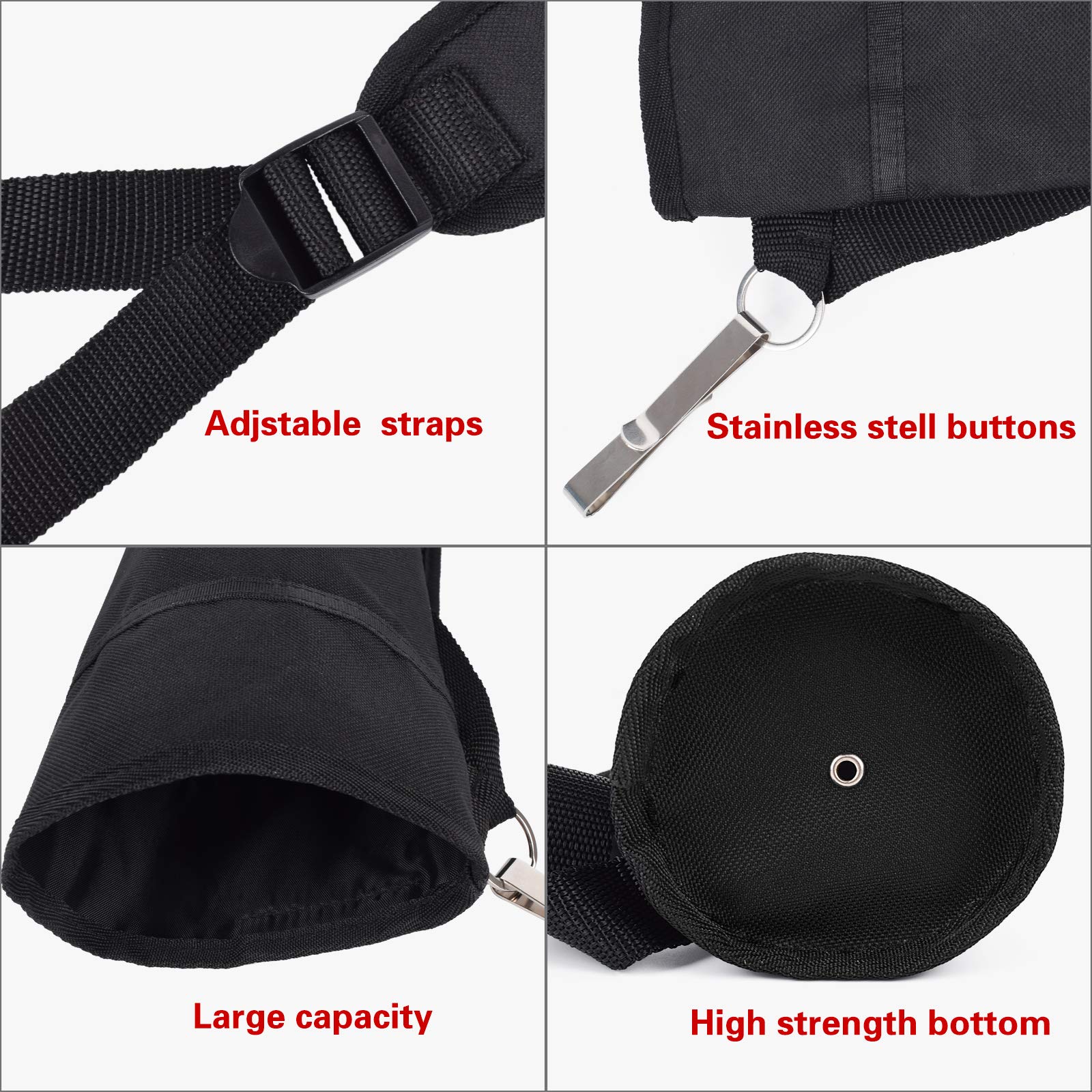 YLS Archery Hip and Back Quiver for Arrows - Black Arrow Quiver for Kids and Adults - Adjustable Arrow Holder with a Padded Strap and Belt Clip - Archery Accessories for Field and Practice