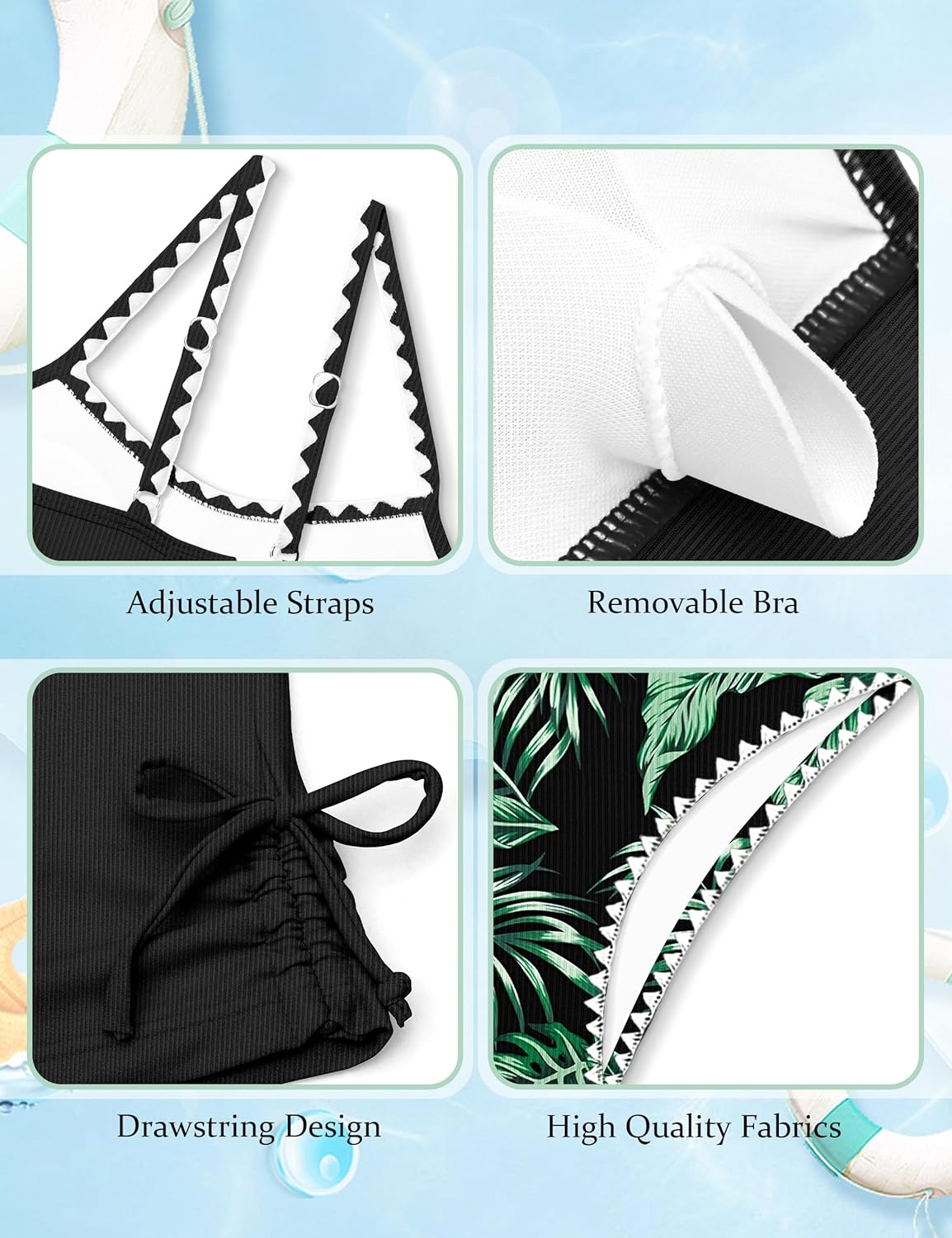 Queenstyle Teen Girls Tankini Swimsuits Two Piece Bathing Suit Drawstring Girl's Swimwear for Pool Beach - Image 5