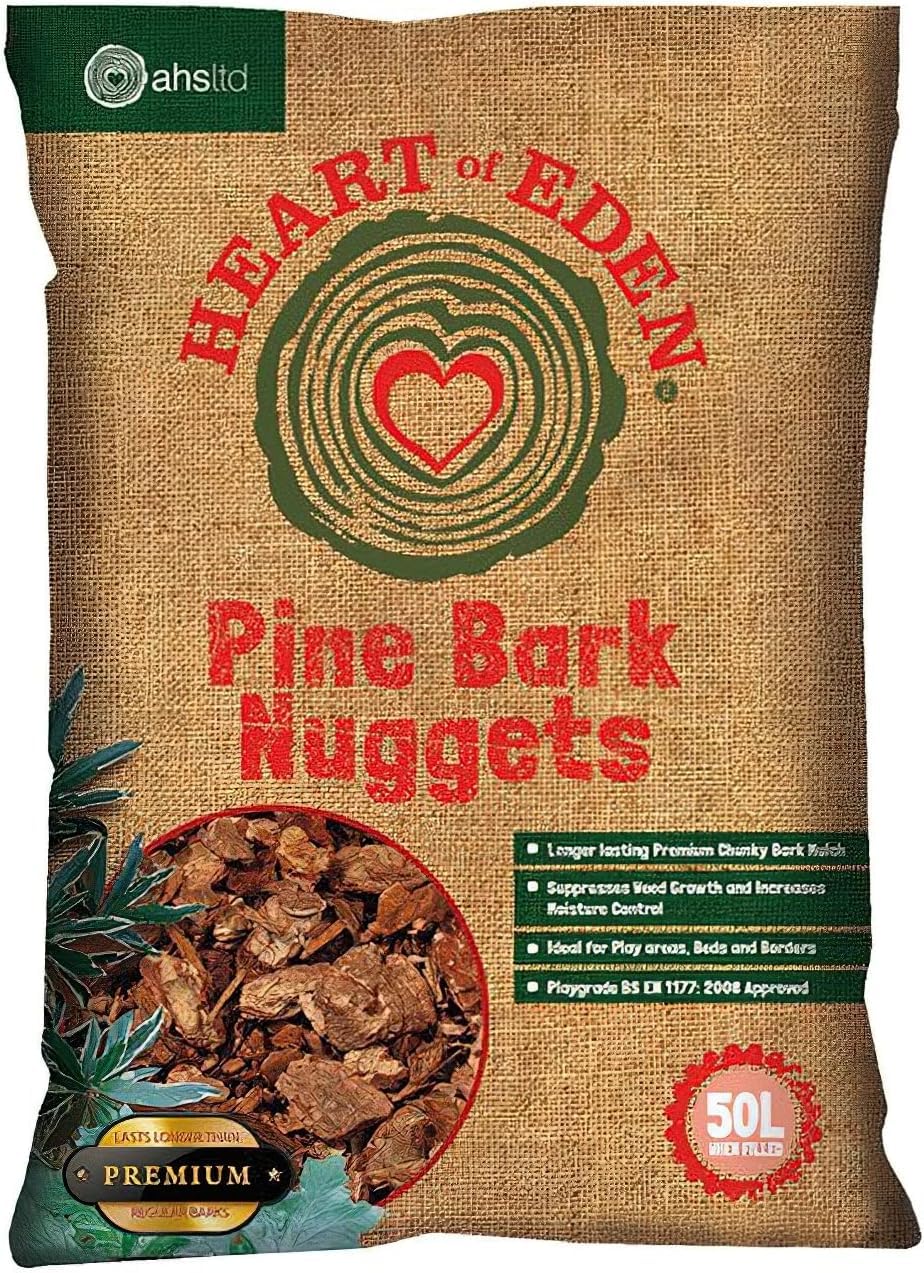 SuperGift.com Bark Mulch, Garden Mulch for Weed Control and Moisture Retention (50L Pine Bark Nuggets)