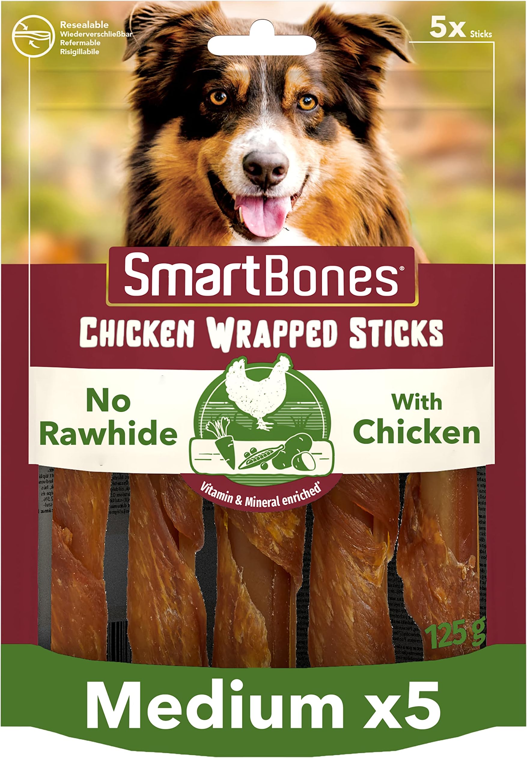 – 5 Chicken Wrapped Sticks Rawhide Free Chew Dog Treats