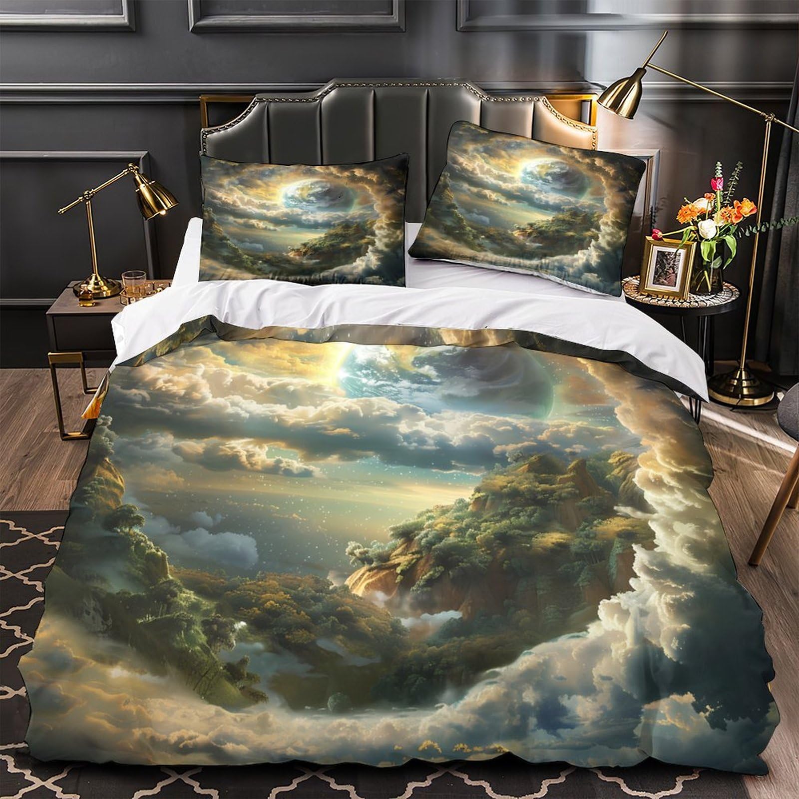 Parure de lit véhicules de construction double 200x200cm pour chambre d'enfant