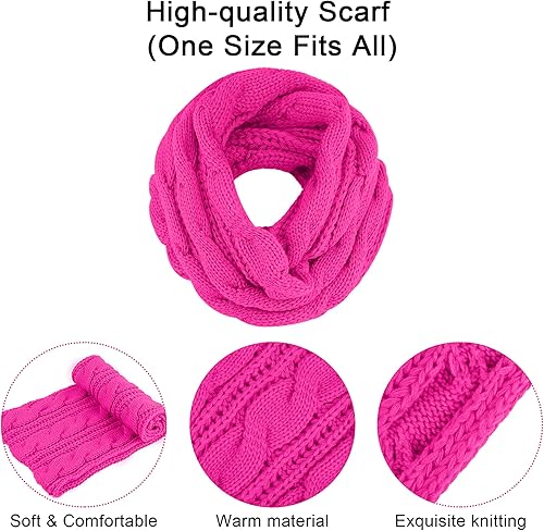 Vista 4 de URATOT Conjuntos de punto cálido de invierno, gorro de punto, bufanda, cubierta facial, guantes para pantalla táctil, para hombres y mujeres