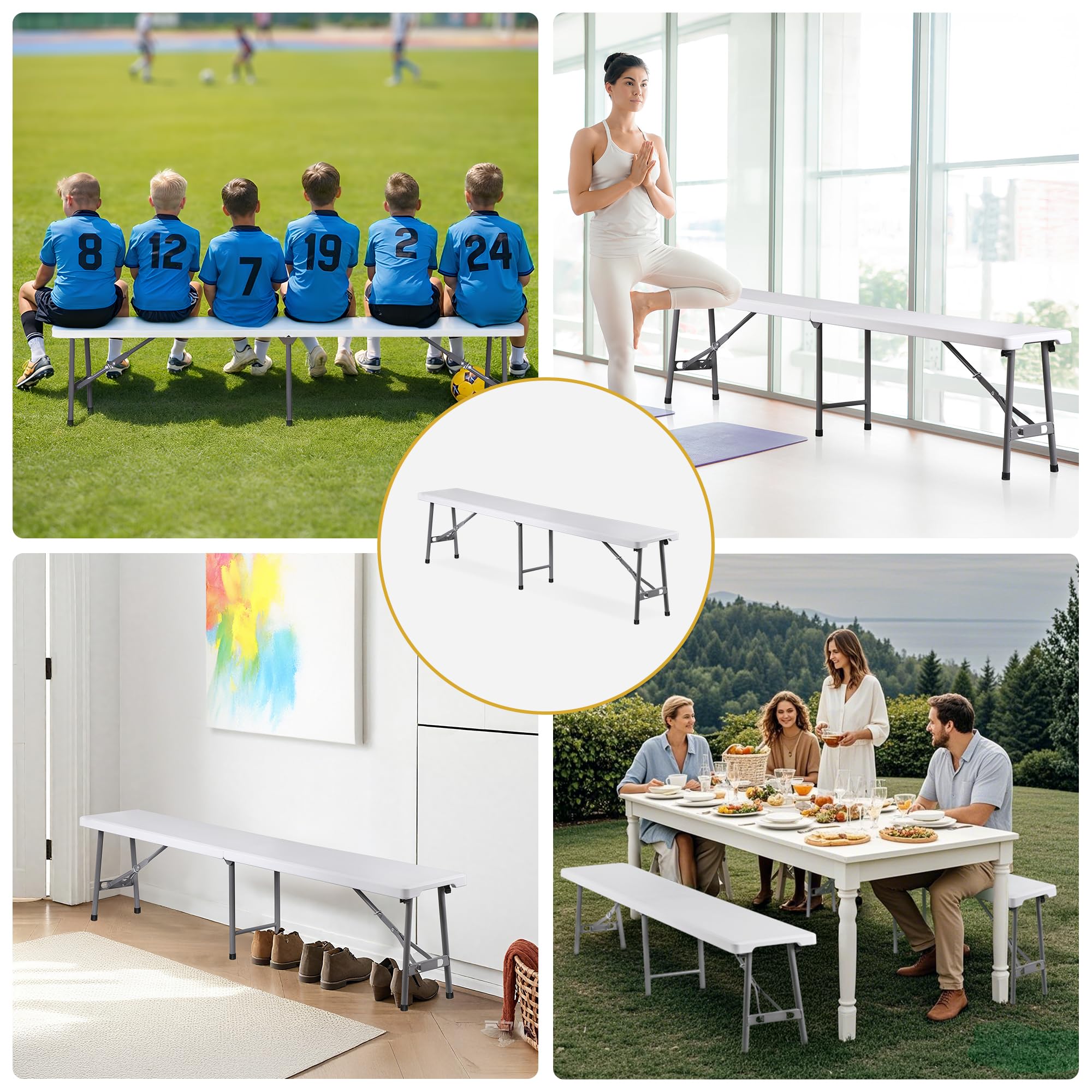 Amazon.com : ZenStyle 6 ft Portable Folding Bench, Indoor Outdoor