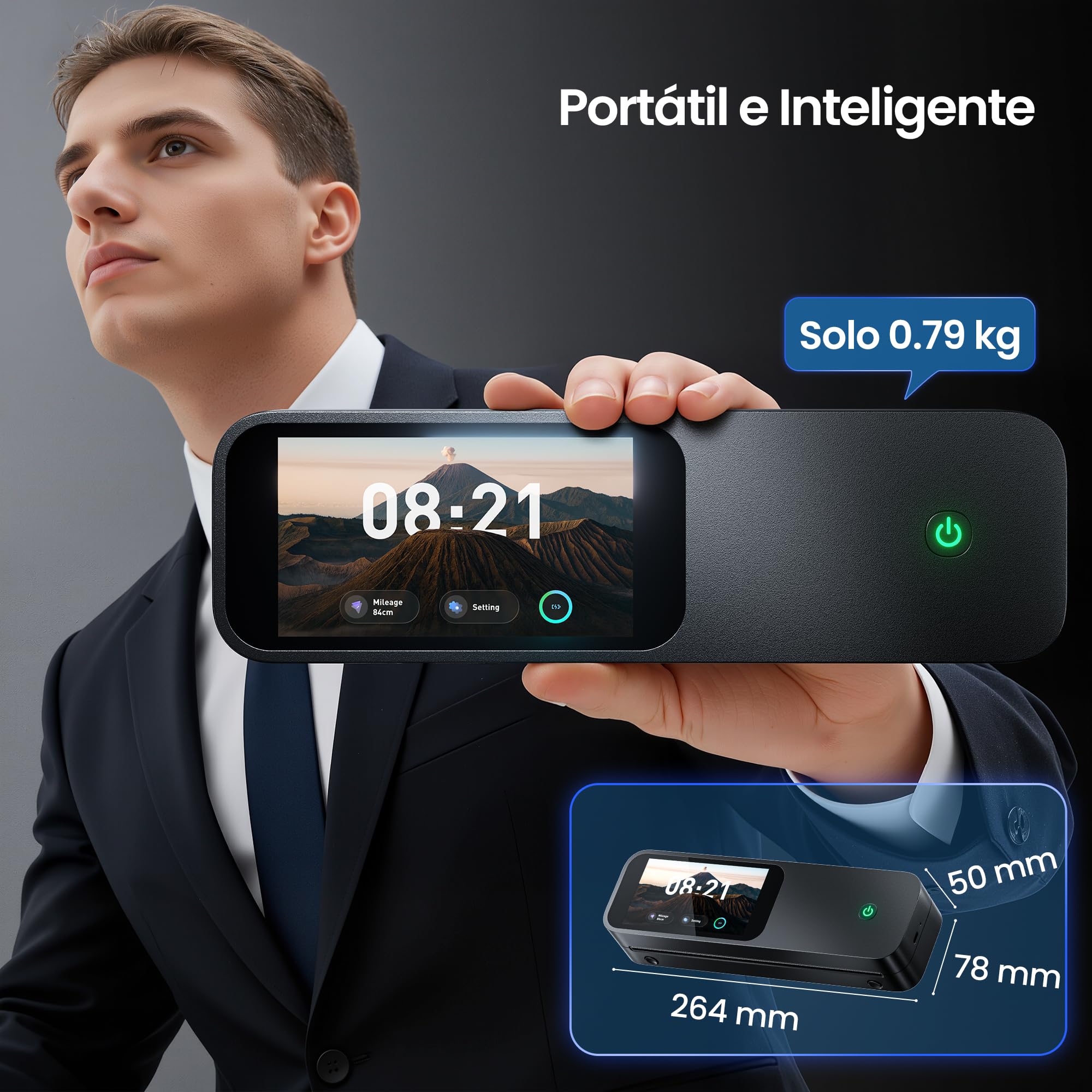 Phomemo Impresoras Termica A4 Kit, Pantalla Grande Reconocimiento de Papel | con Maletín de Transporte y 4 Rollos de Papel Térmico Impresoras de 300 dpi Compatible con iOS y Android, Teléfono y Portátil