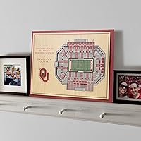 Vista 2 de YouTheFan NCAA Oklahoma Sooners - Arte de pared 3D de 5 capas con vista al estadio, Gaylord Family Oklahoma Memorial Stadium, 13.00 x 17.00 pulgadas