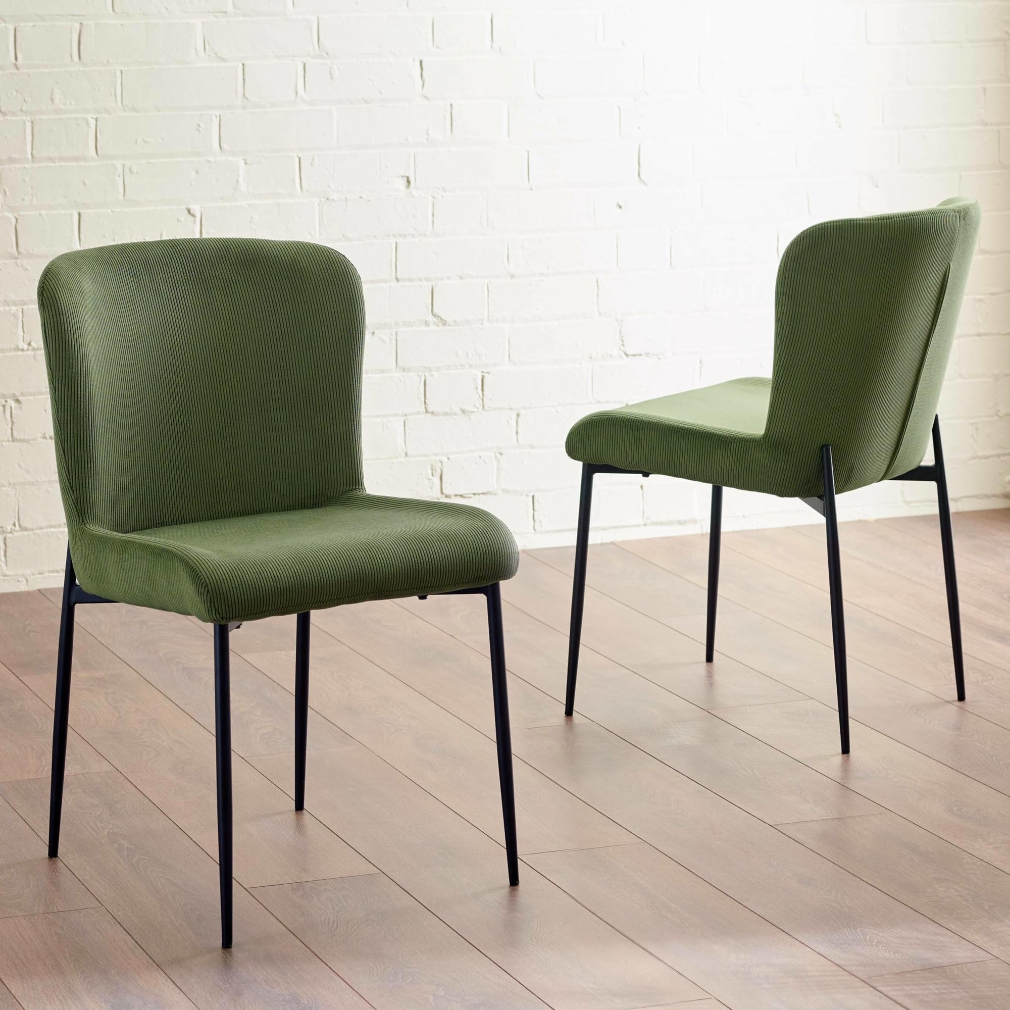 Julian Bowen Leonie Set Of 2 Green Velvet Dining Chairs